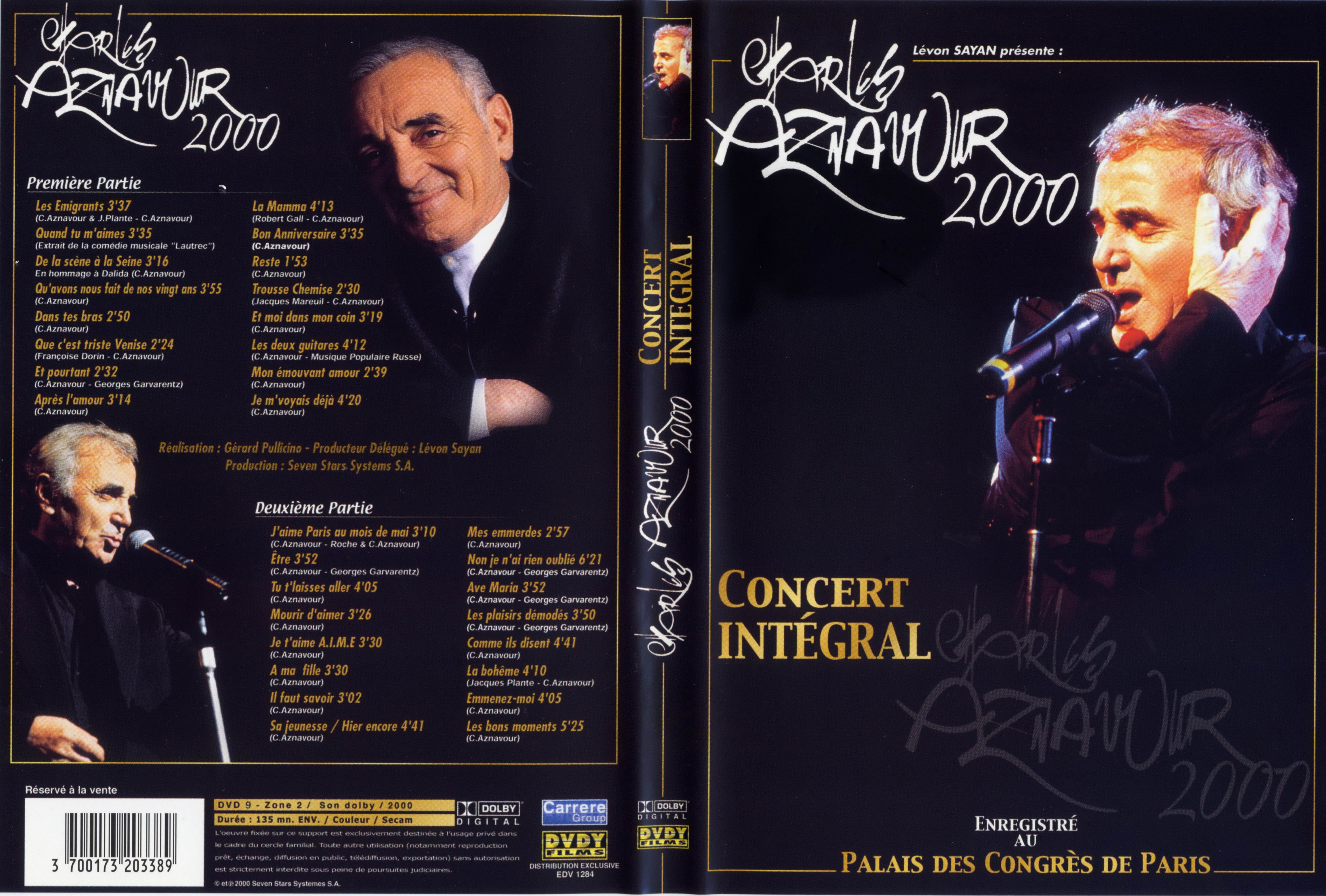 Jaquette DVD Charles Aznavour 2000 concert integrale