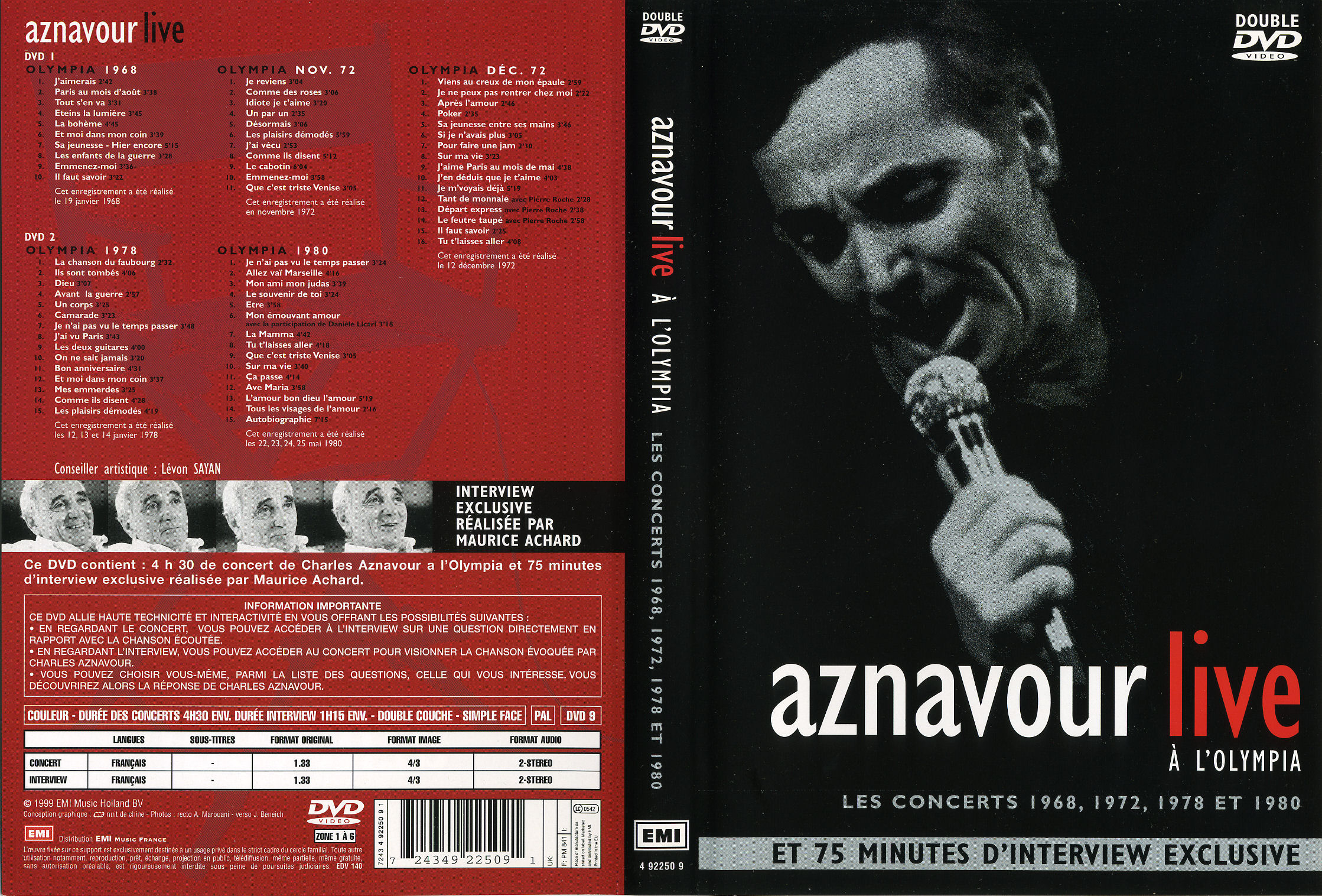 Jaquette DVD Charles Aznavour - Live  l
