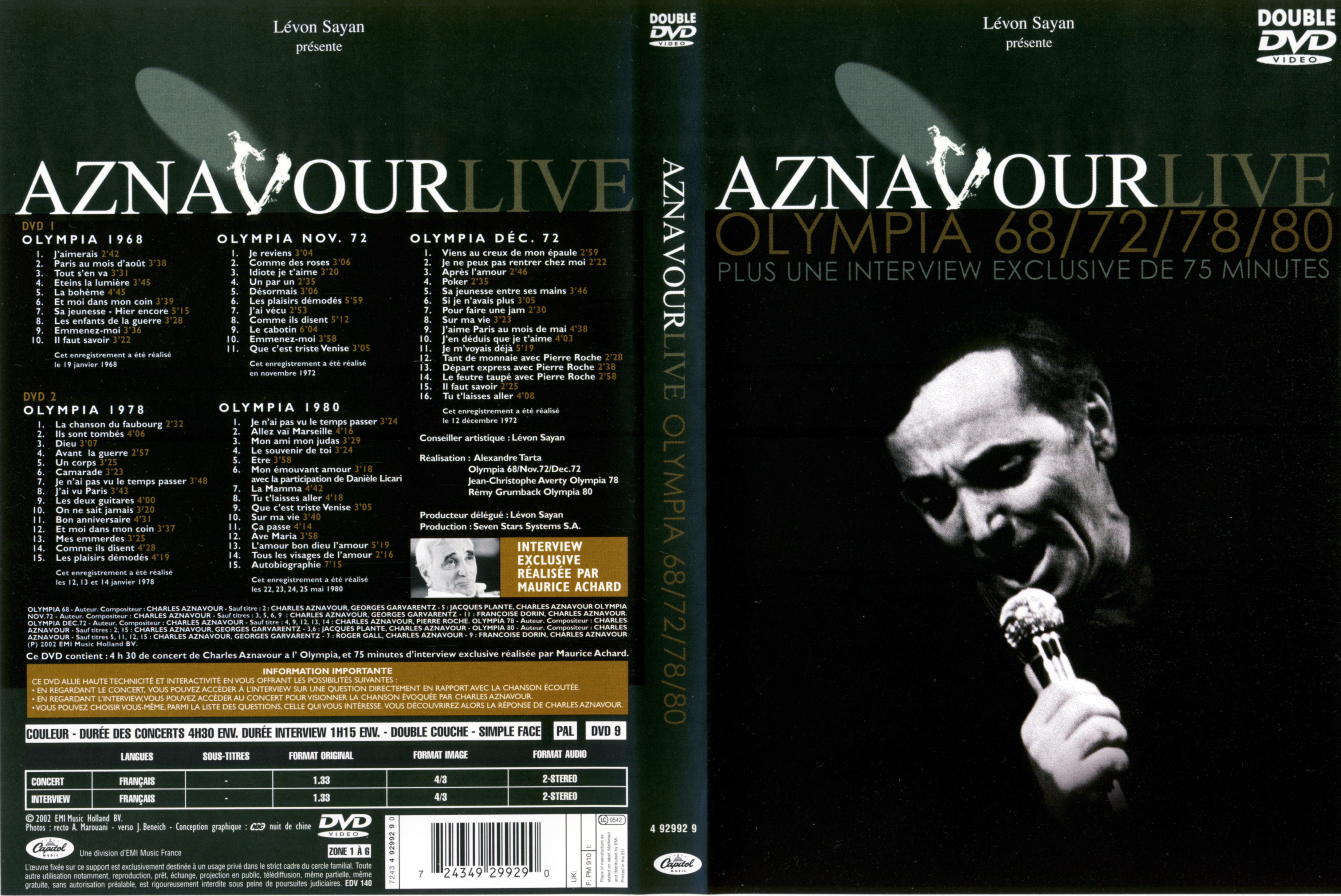 Jaquette DVD Charles Aznavour - Live  l