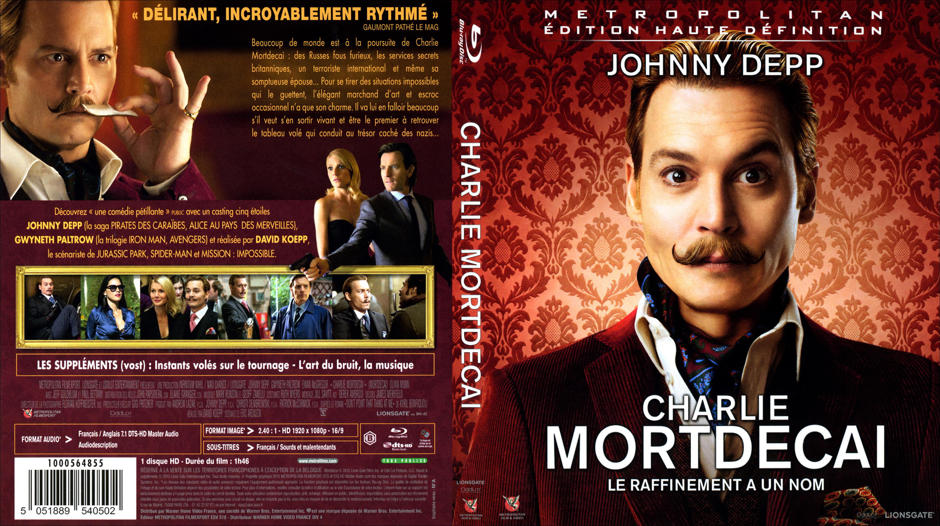 Jaquette DVD Charlie Mortdecai (BLU-RAY)