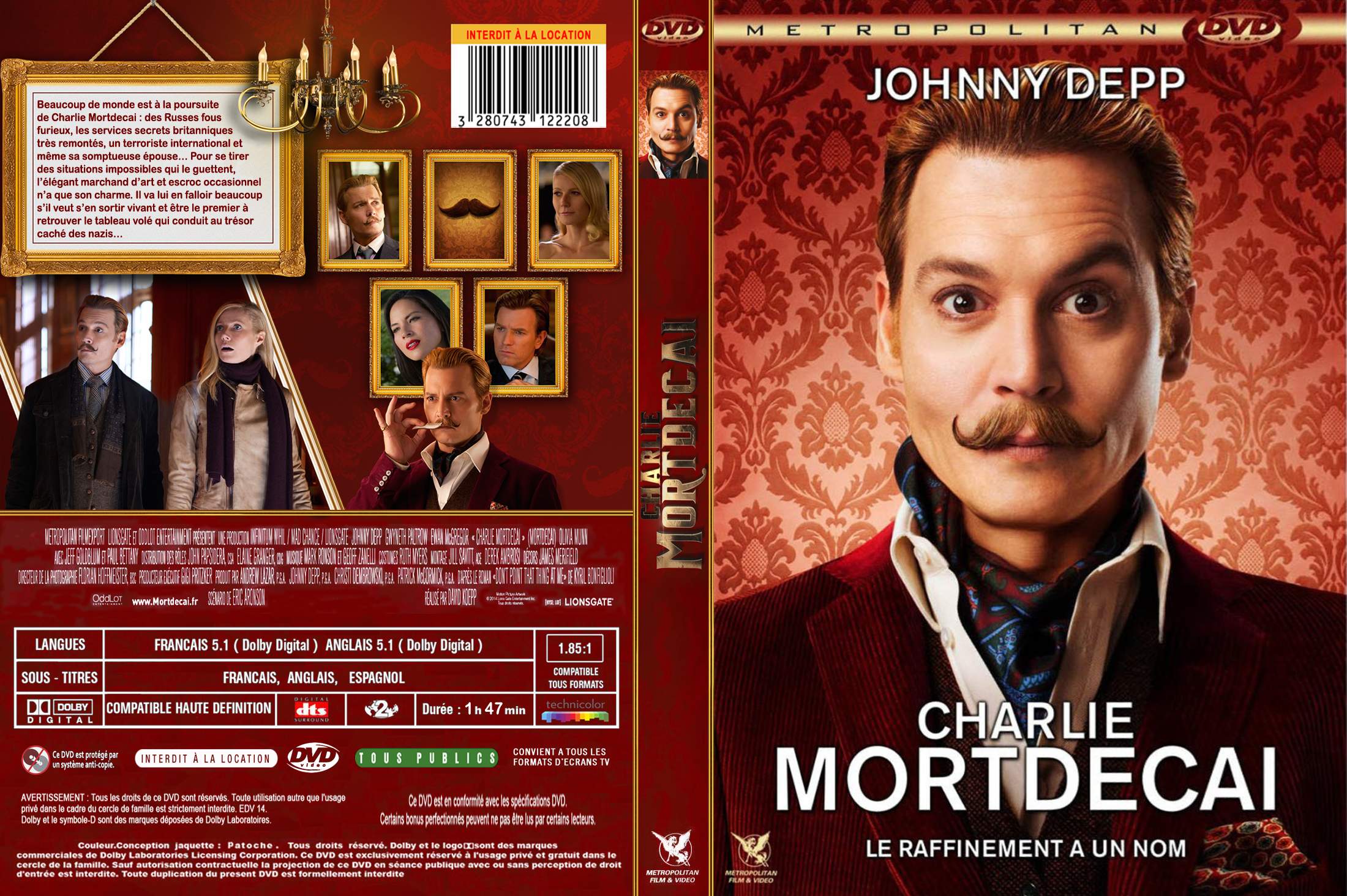 Jaquette DVD Charlie Mortdecai custom