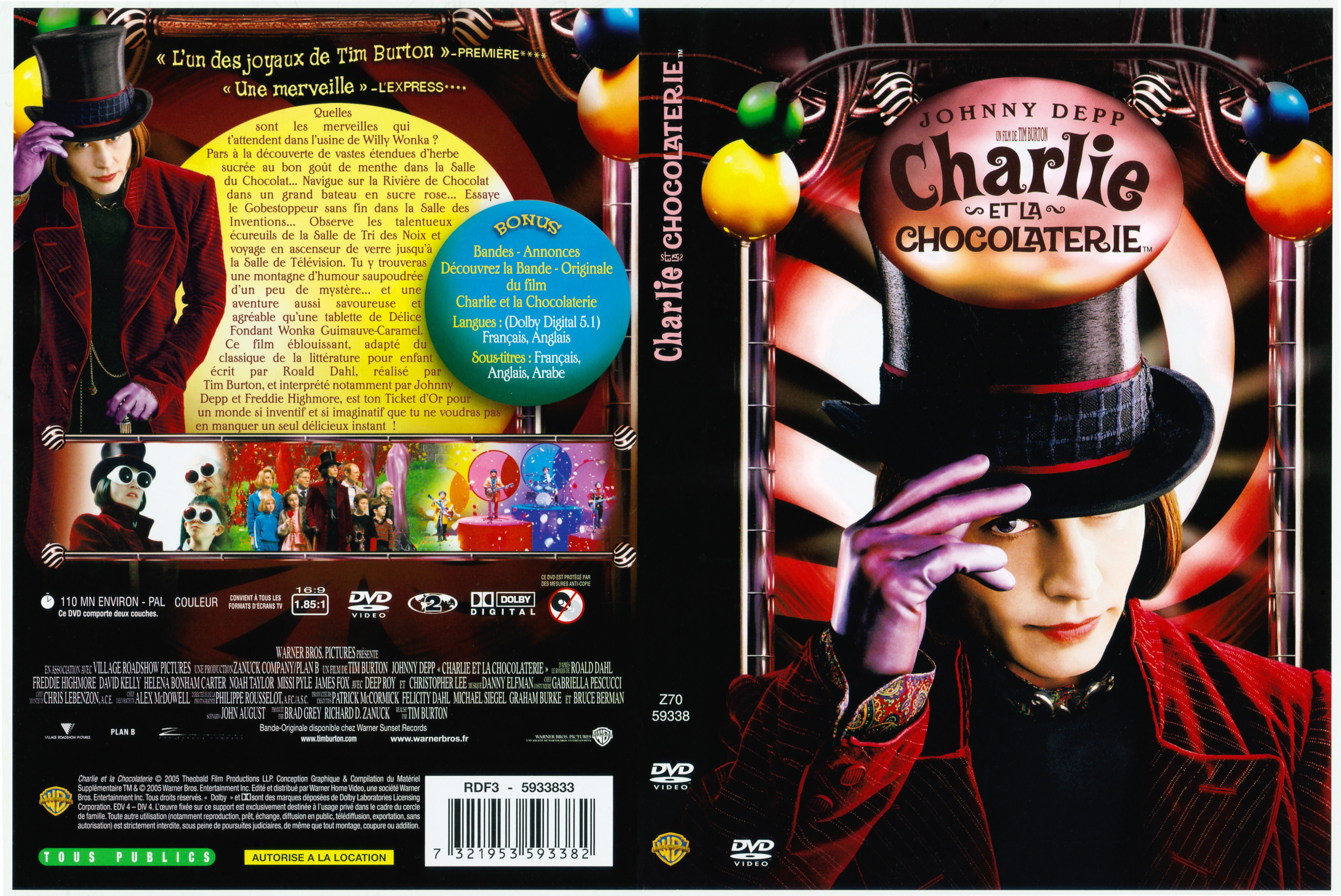 Jaquette DVD Charlie et la chocolaterie (2005) v2