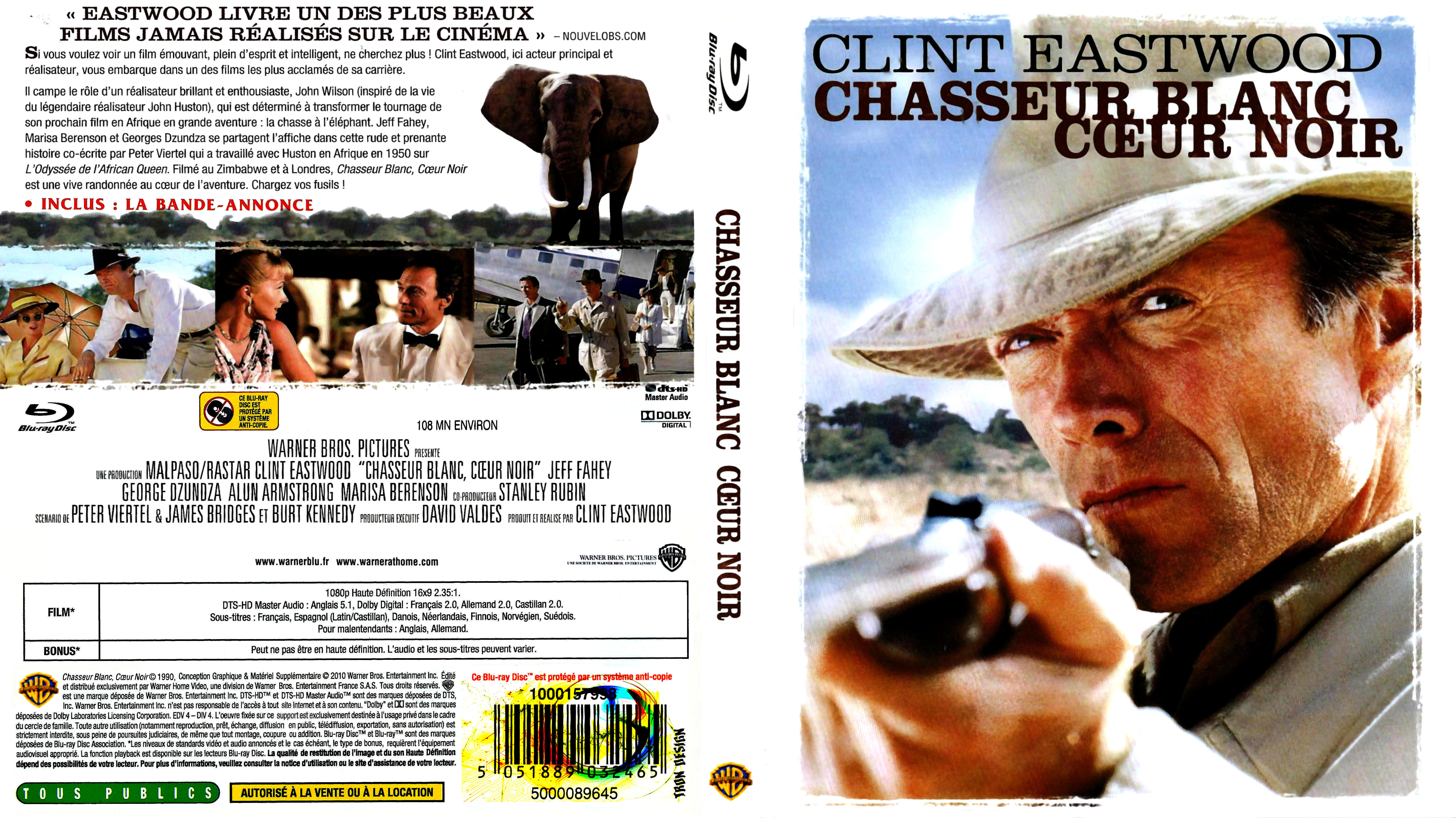Jaquette DVD Chasseur blanc, coeur noir custom (BLU-RAY) 