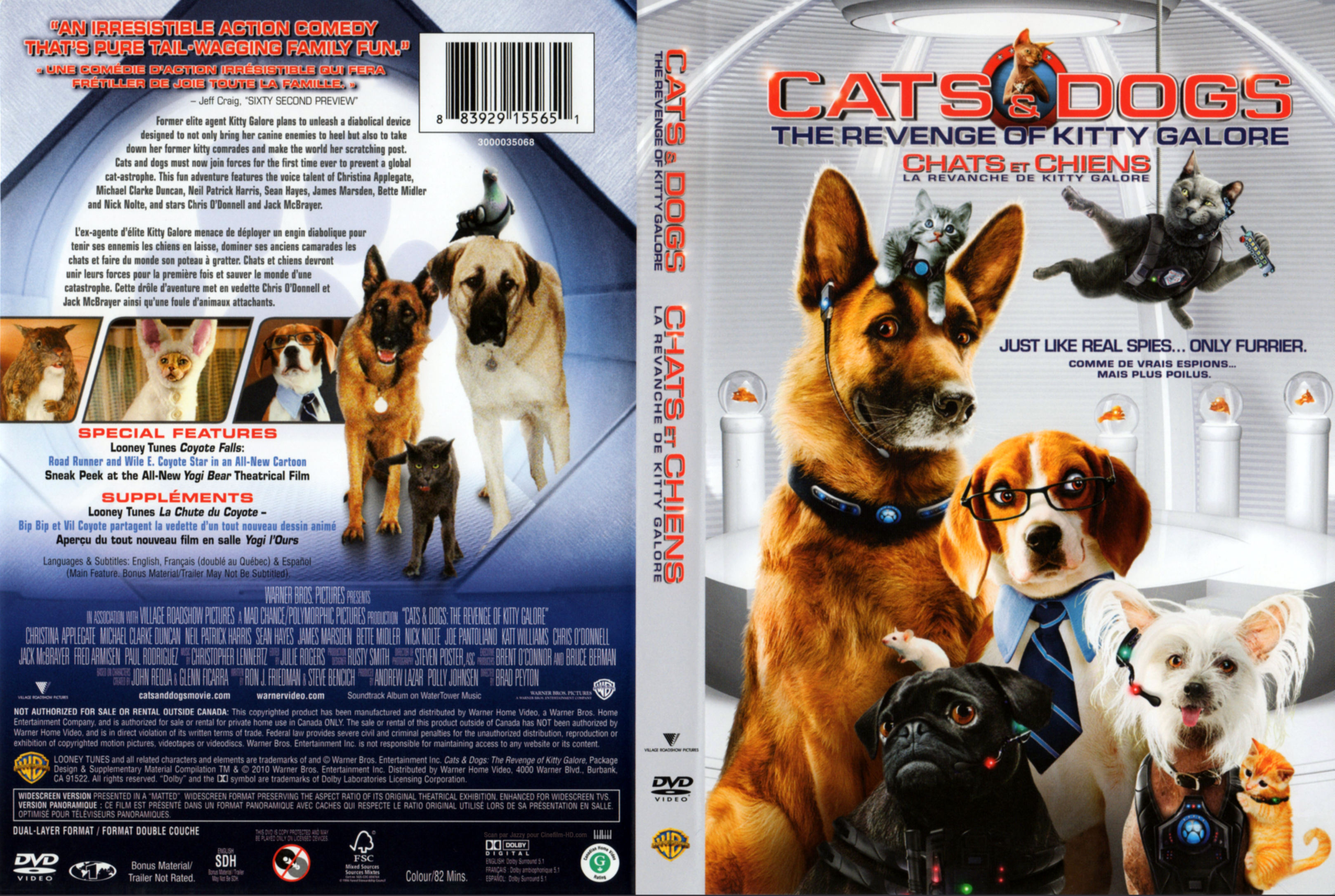 Jaquette DVD Chats et chiens la revanche de Kitty Galore - Cats and dogs The revenge of Kitty Galore (Canadienne)