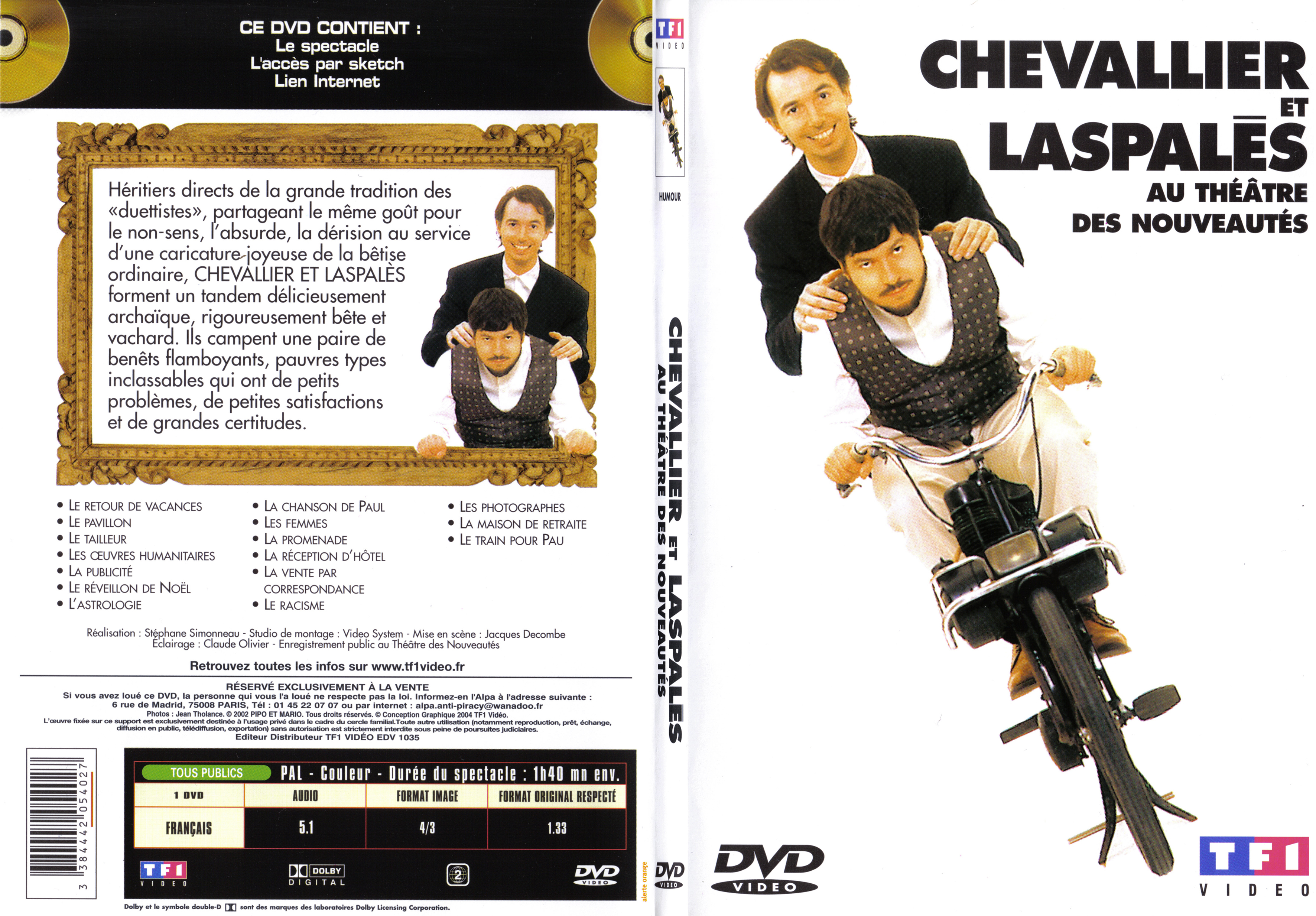 Jaquette DVD Chevalier et Laspales Au theatre des nouveautes - SLIM