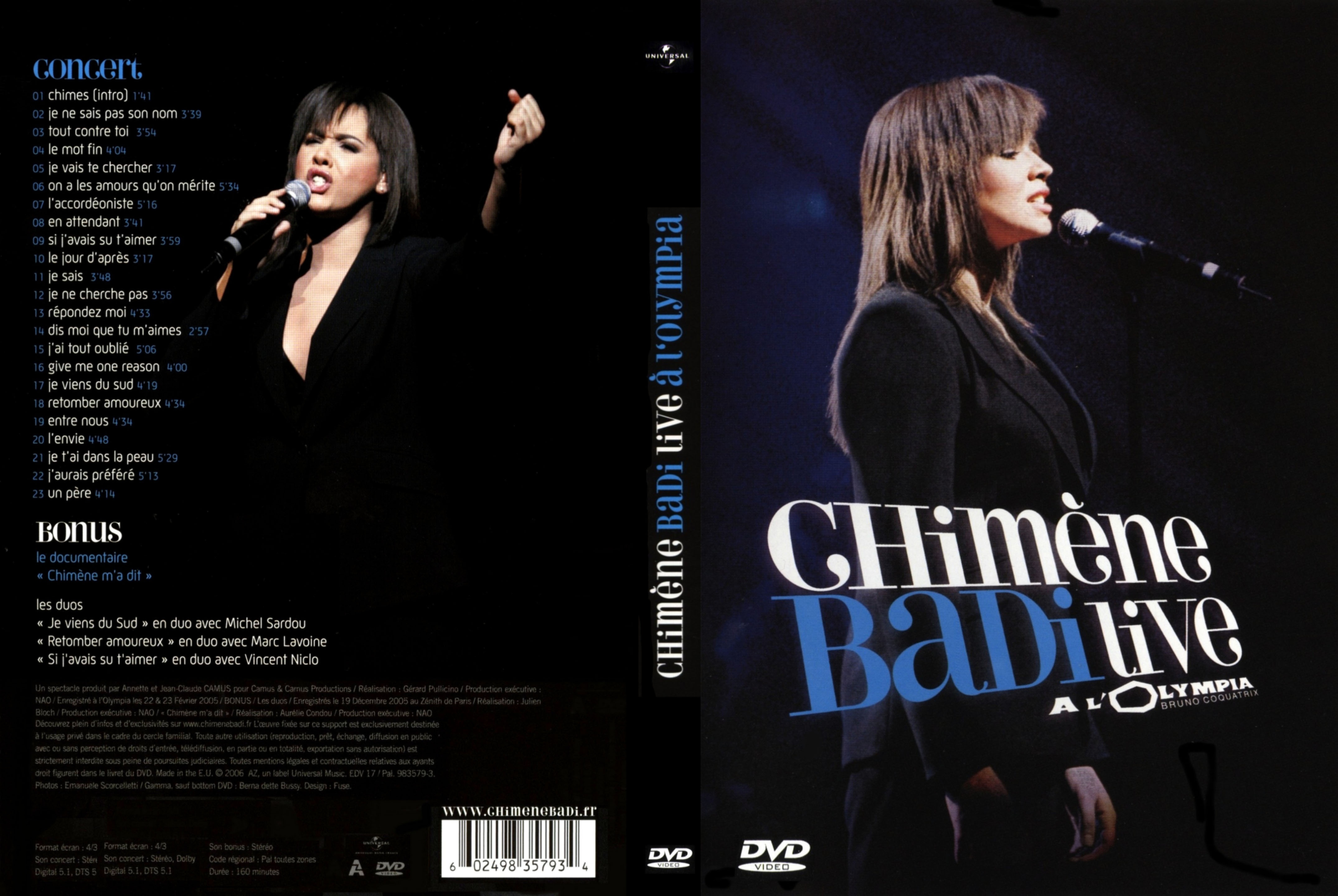 Jaquette DVD Chimene Badi - Live  l