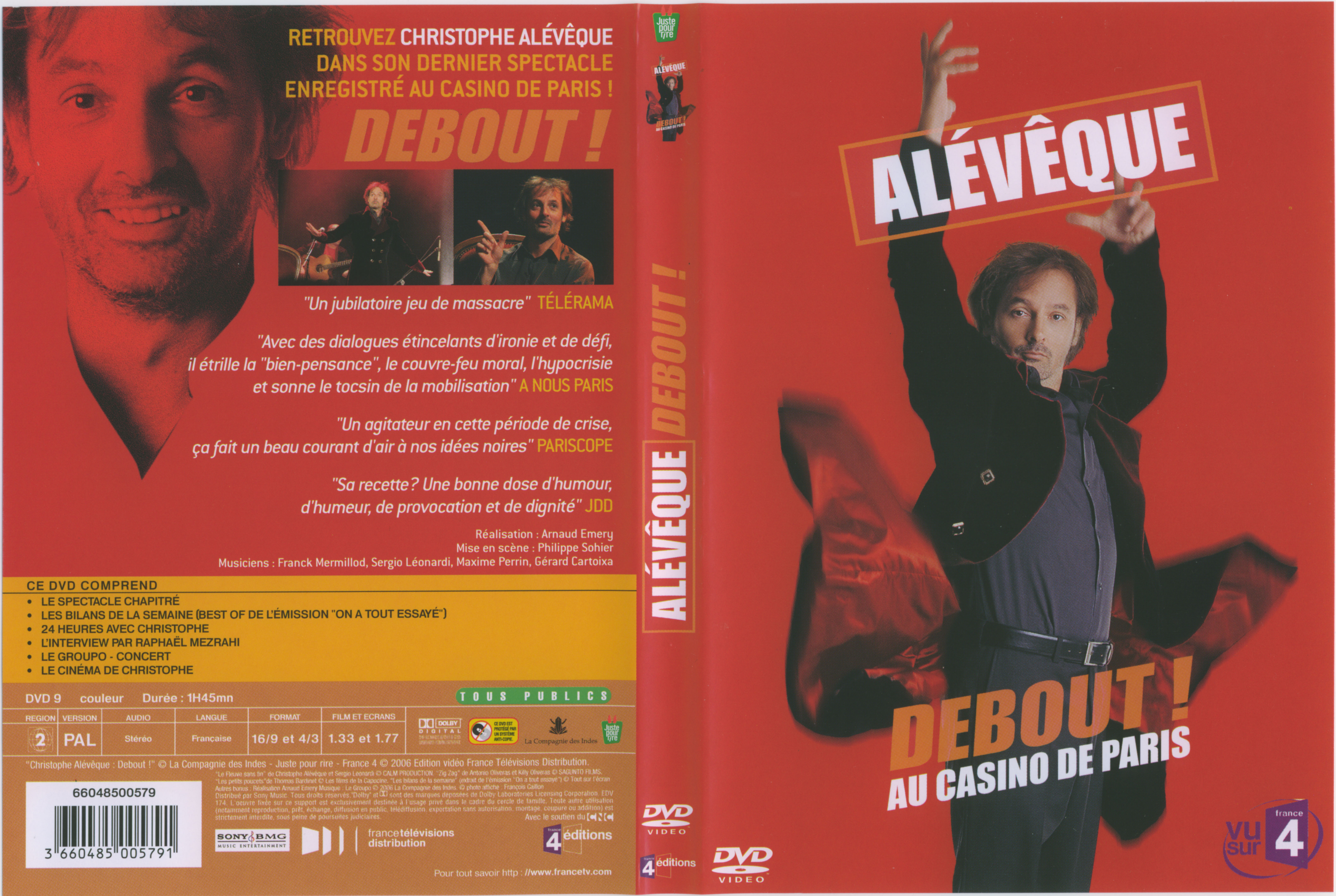 Jaquette DVD Christophe Alvque Debout