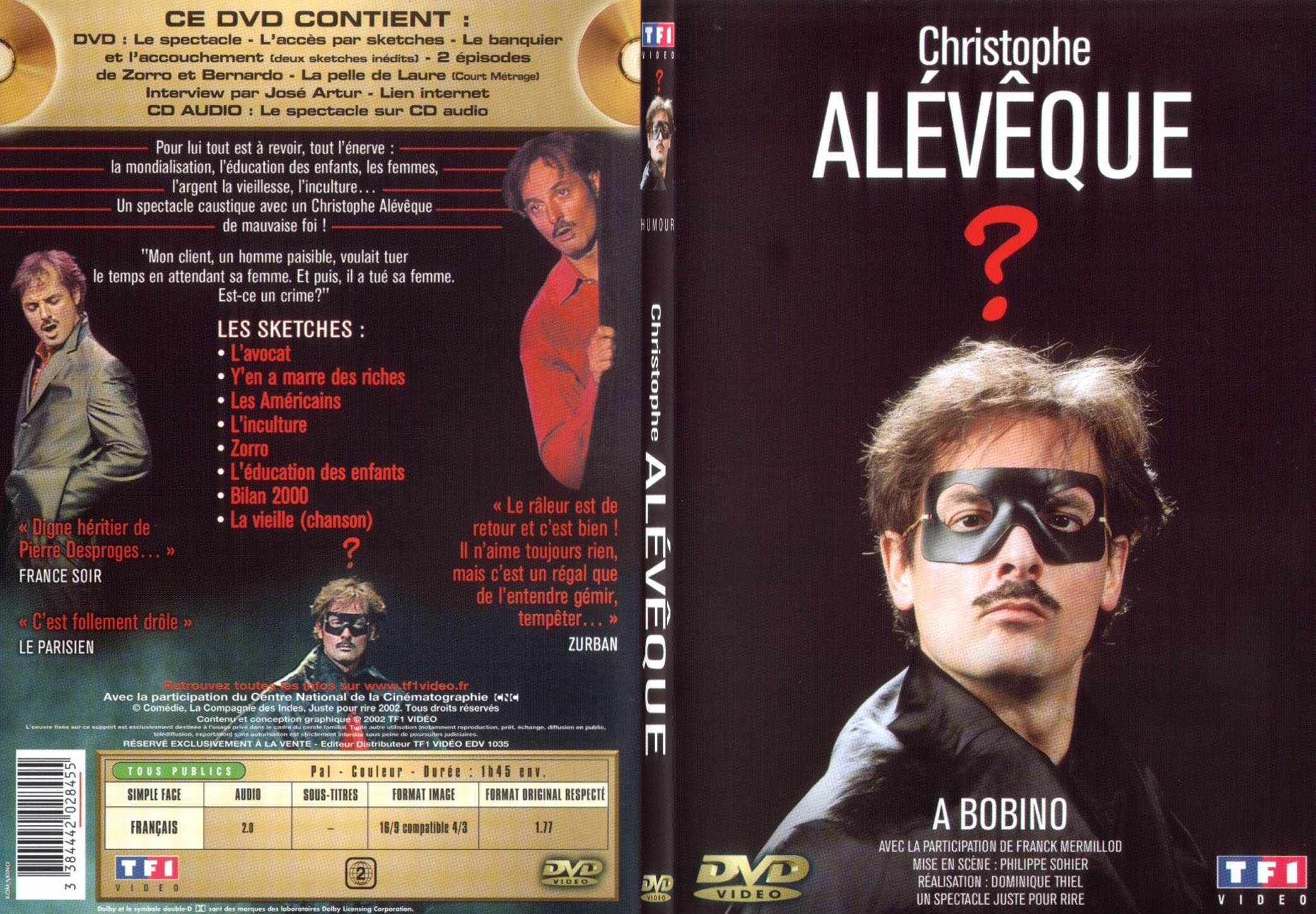 Jaquette DVD Christophe Alvque  bobino - SLIM