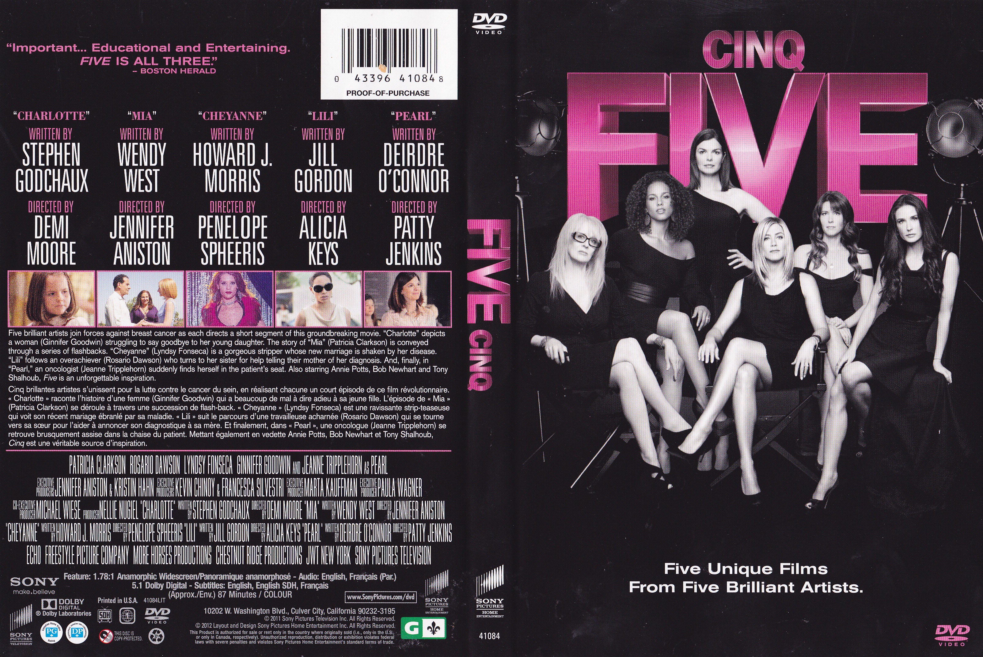 Jaquette DVD Cinq - Five (Canadienne)