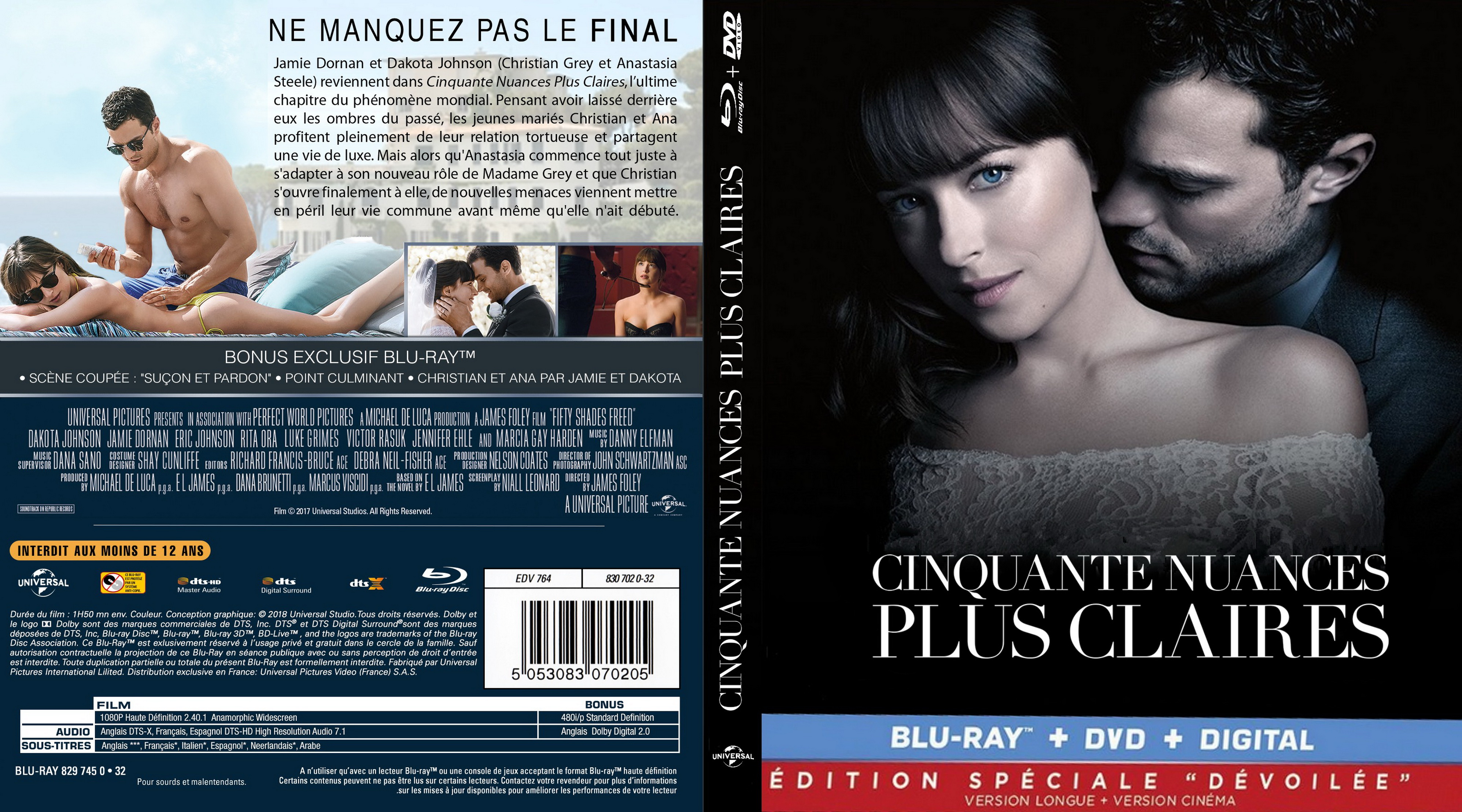 Jaquette DVD Cinquante Nuances plus claires custom (BLU-RAY)