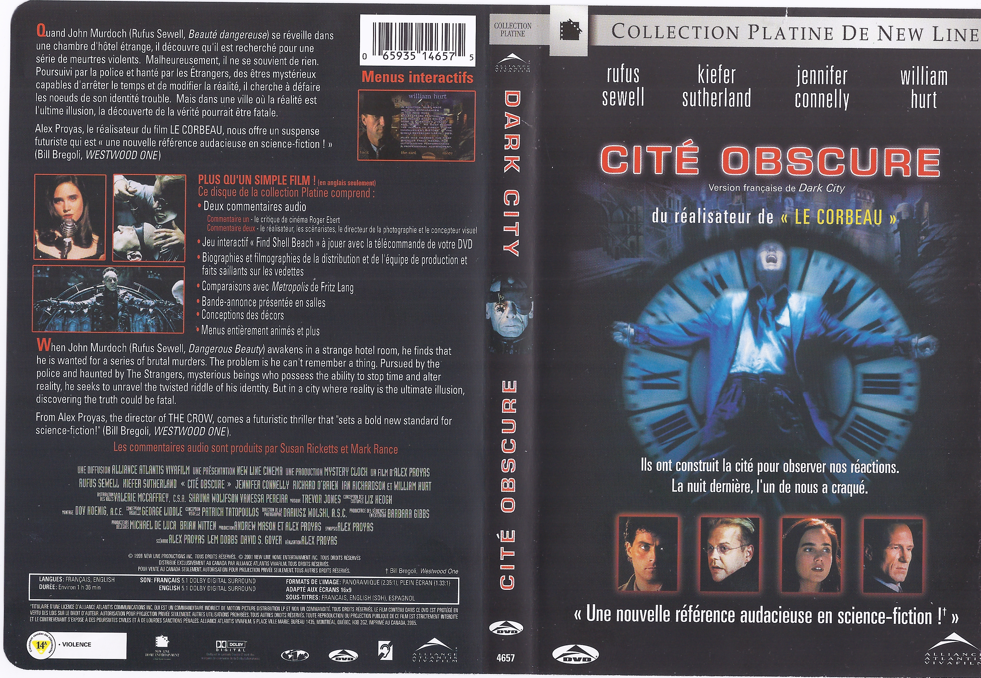 Jaquette DVD Cit Obscure - Dark City (Canadienne)