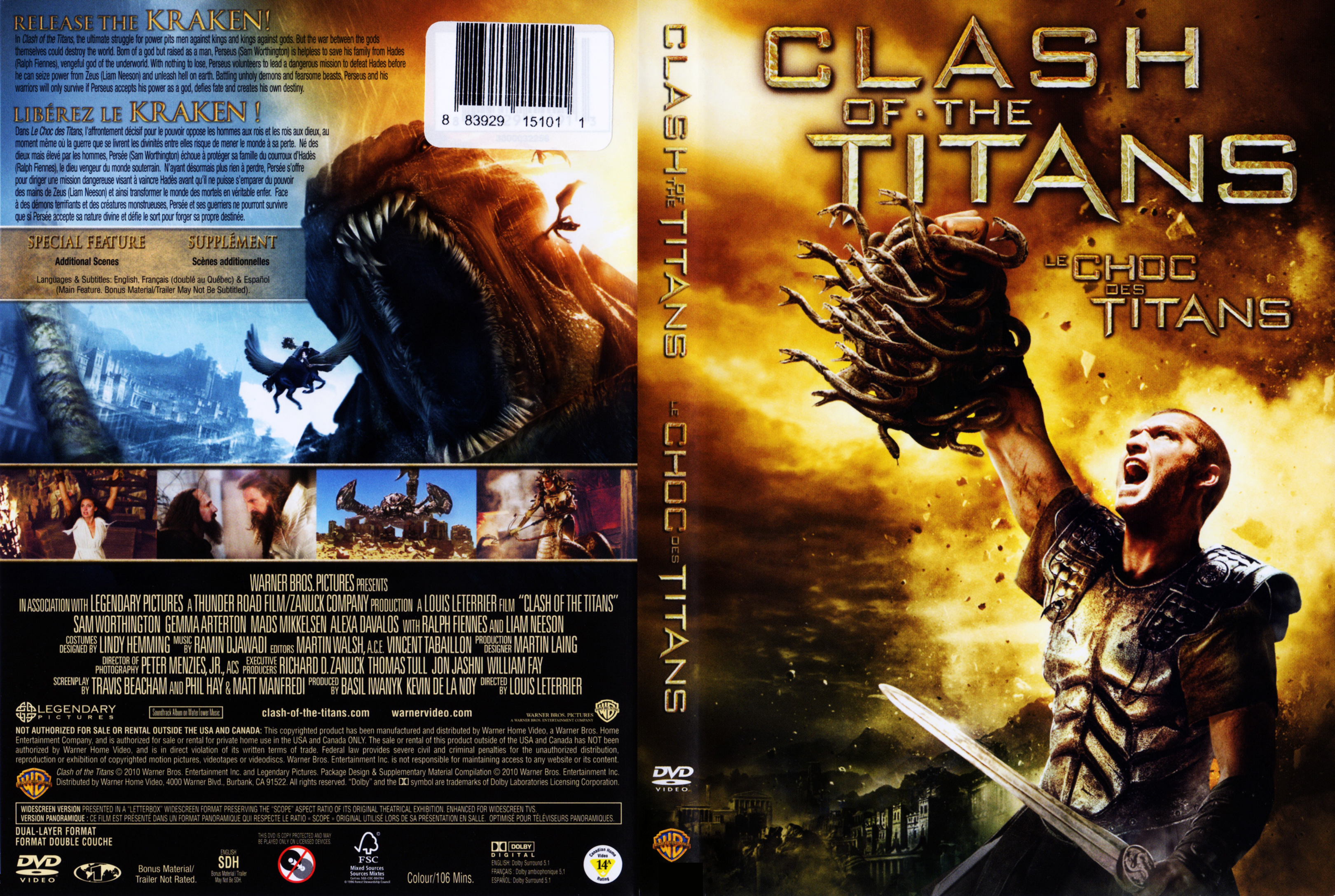 Jaquette DVD Clash of the Titans - Le choc des Titans (2010) (Canadienne)