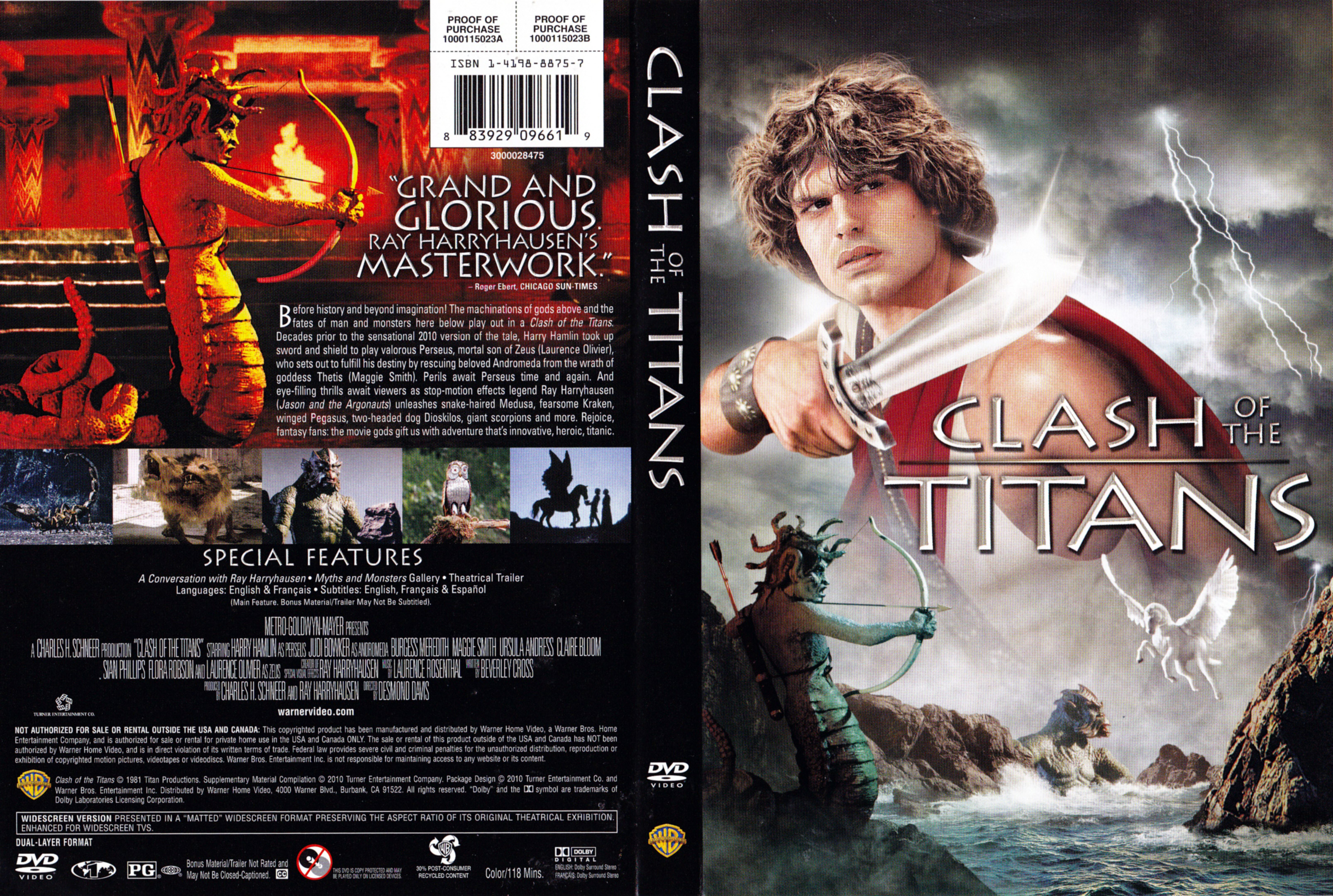 Jaquette DVD Clash of the titans (1981) (Canadienne)