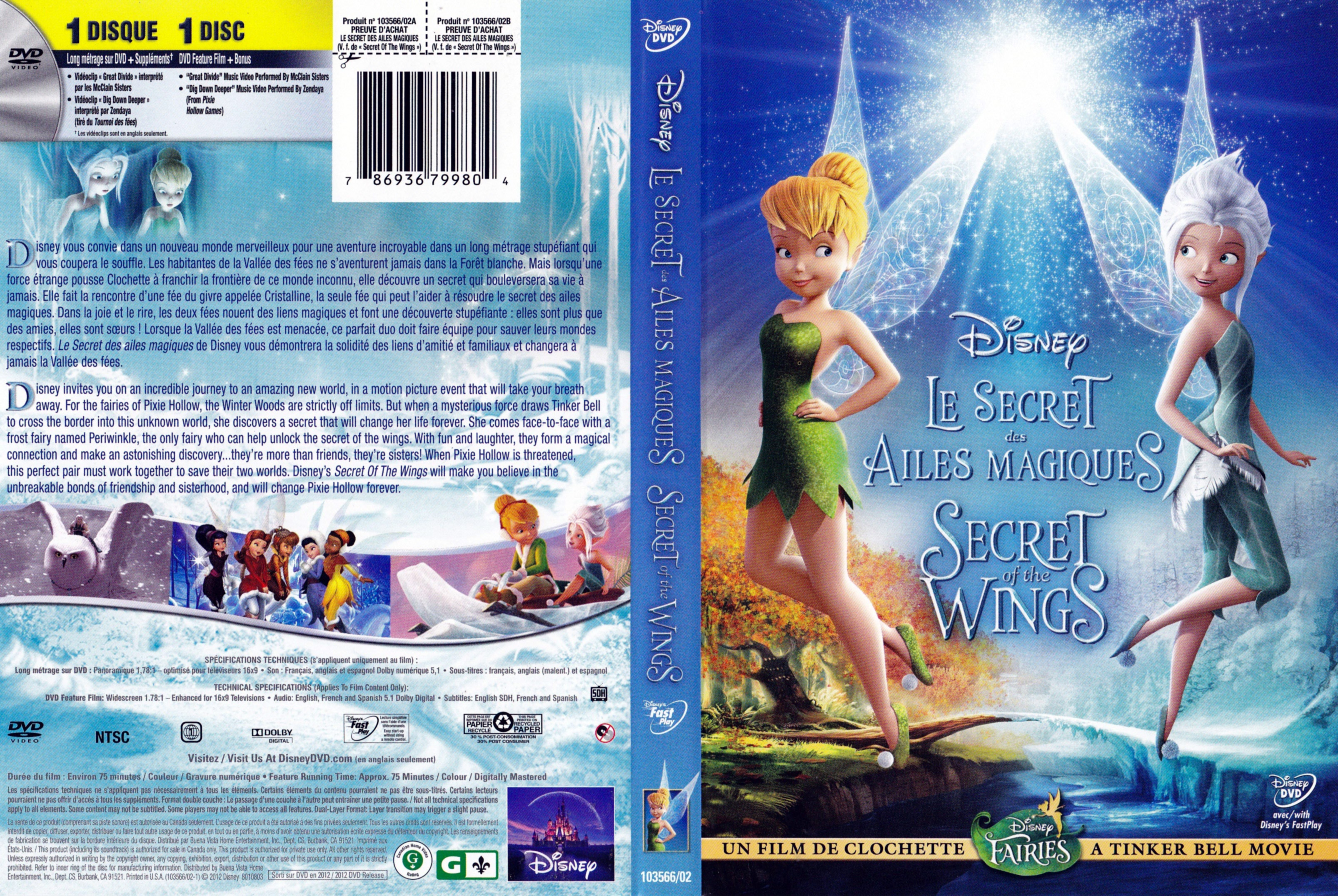 Jaquette DVD Clochette Le secret des ailes magiques - Secret of the Wings (Canadienne)