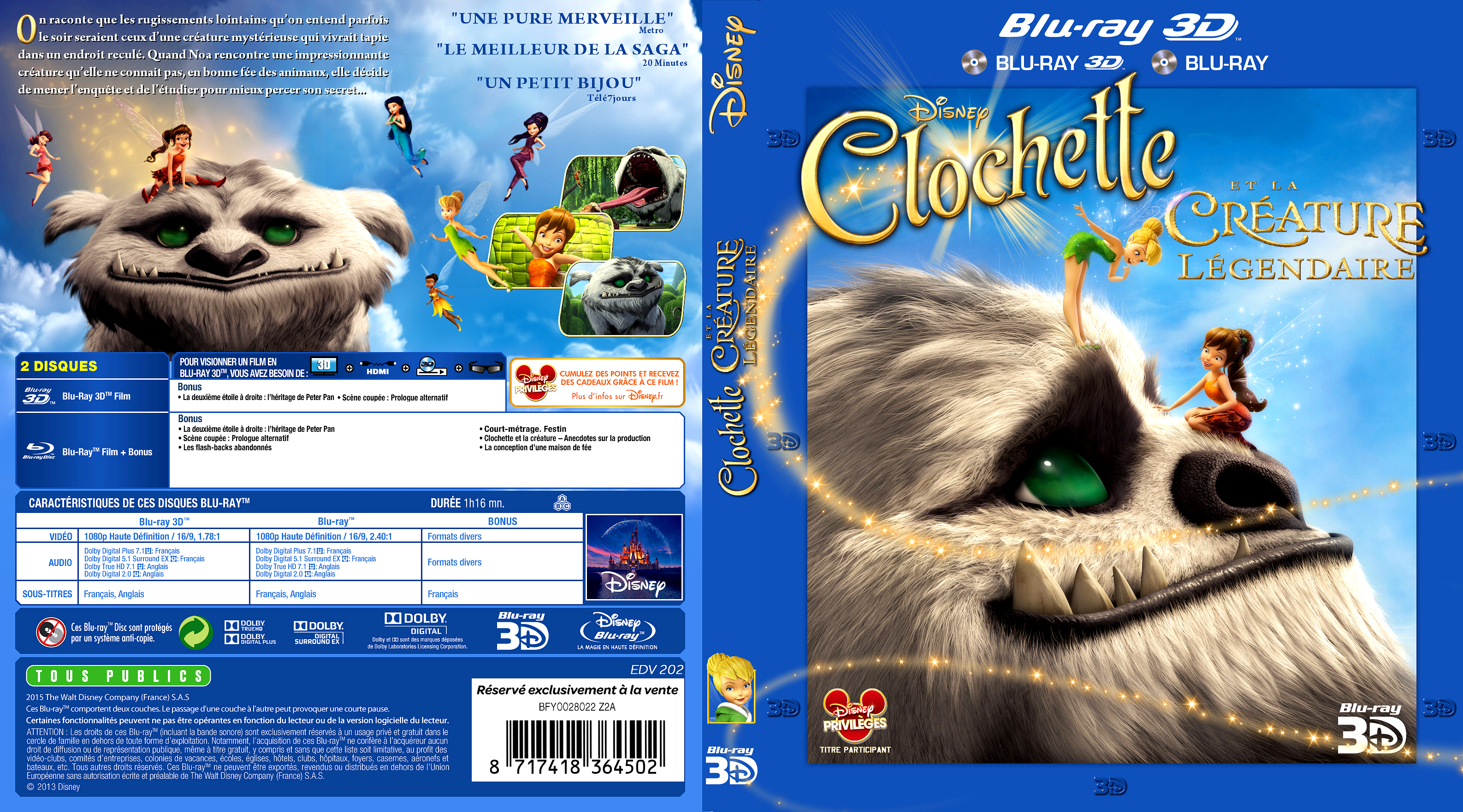 Jaquette DVD Clochette et la crature lgendaire custom (BLU-RAY)