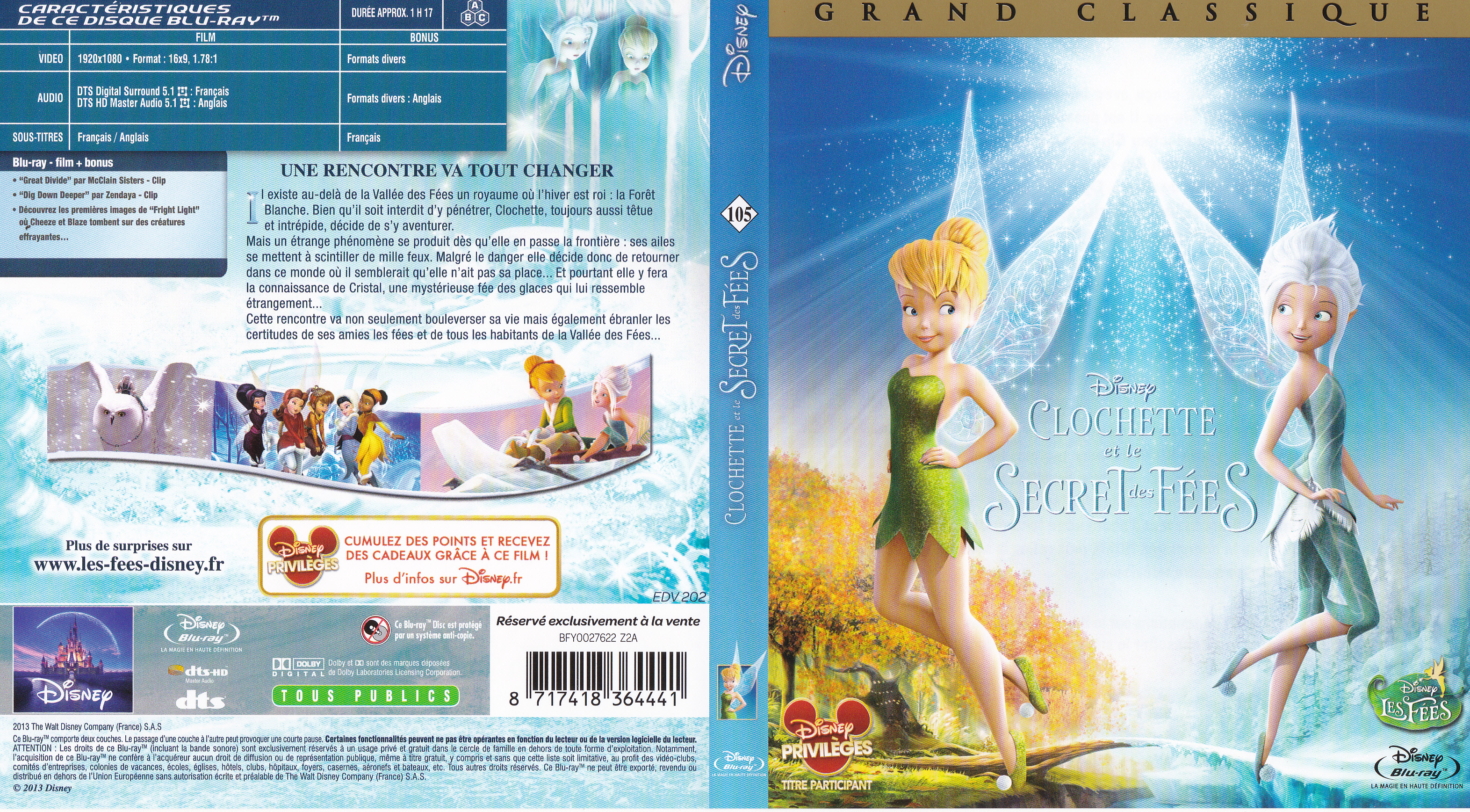 Jaquette DVD Clochette et le secret des fes (BLU-RAY)