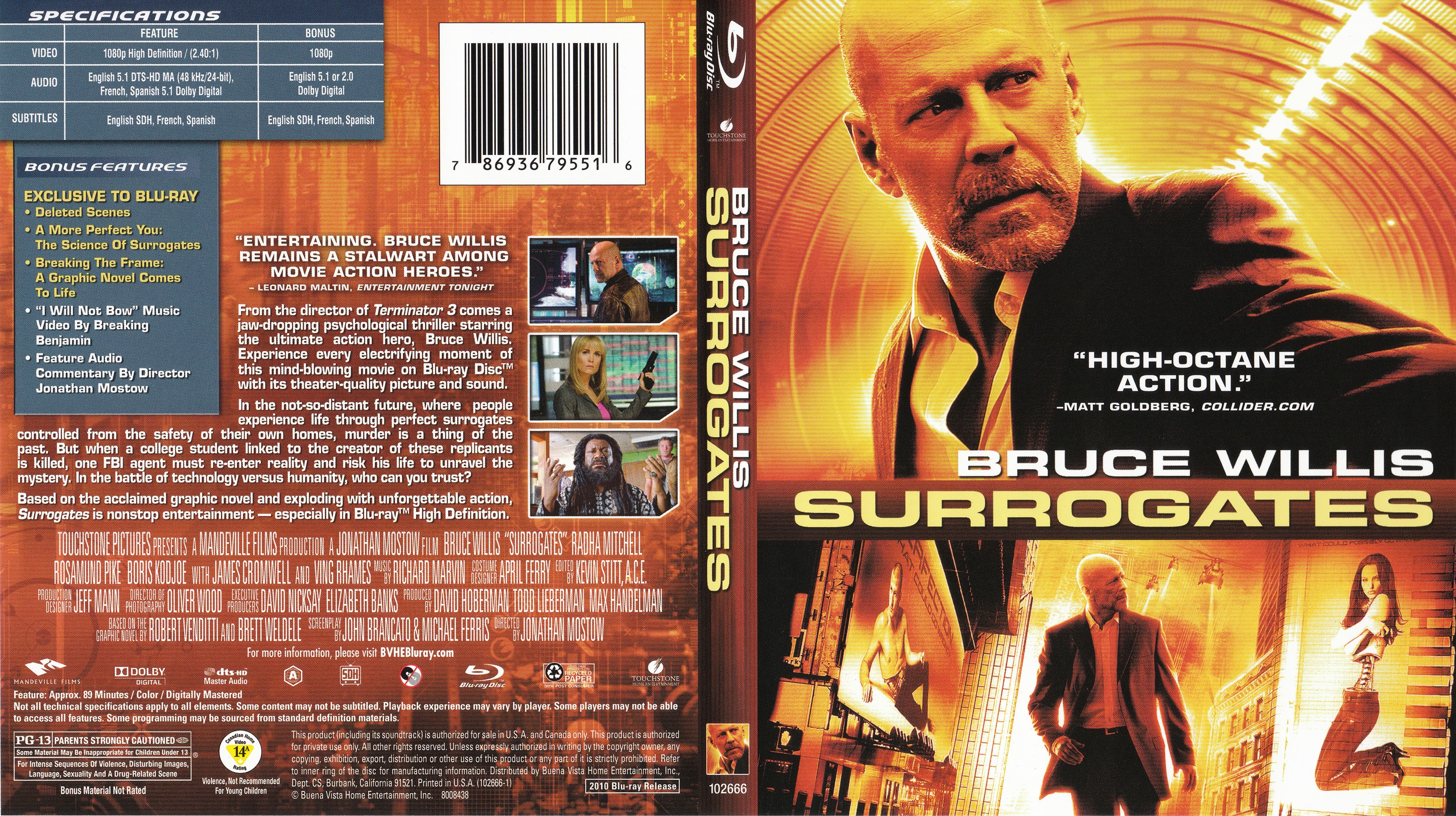 Jaquette DVD Clones - Surrogates (Canadienne) (BLU-RAY)