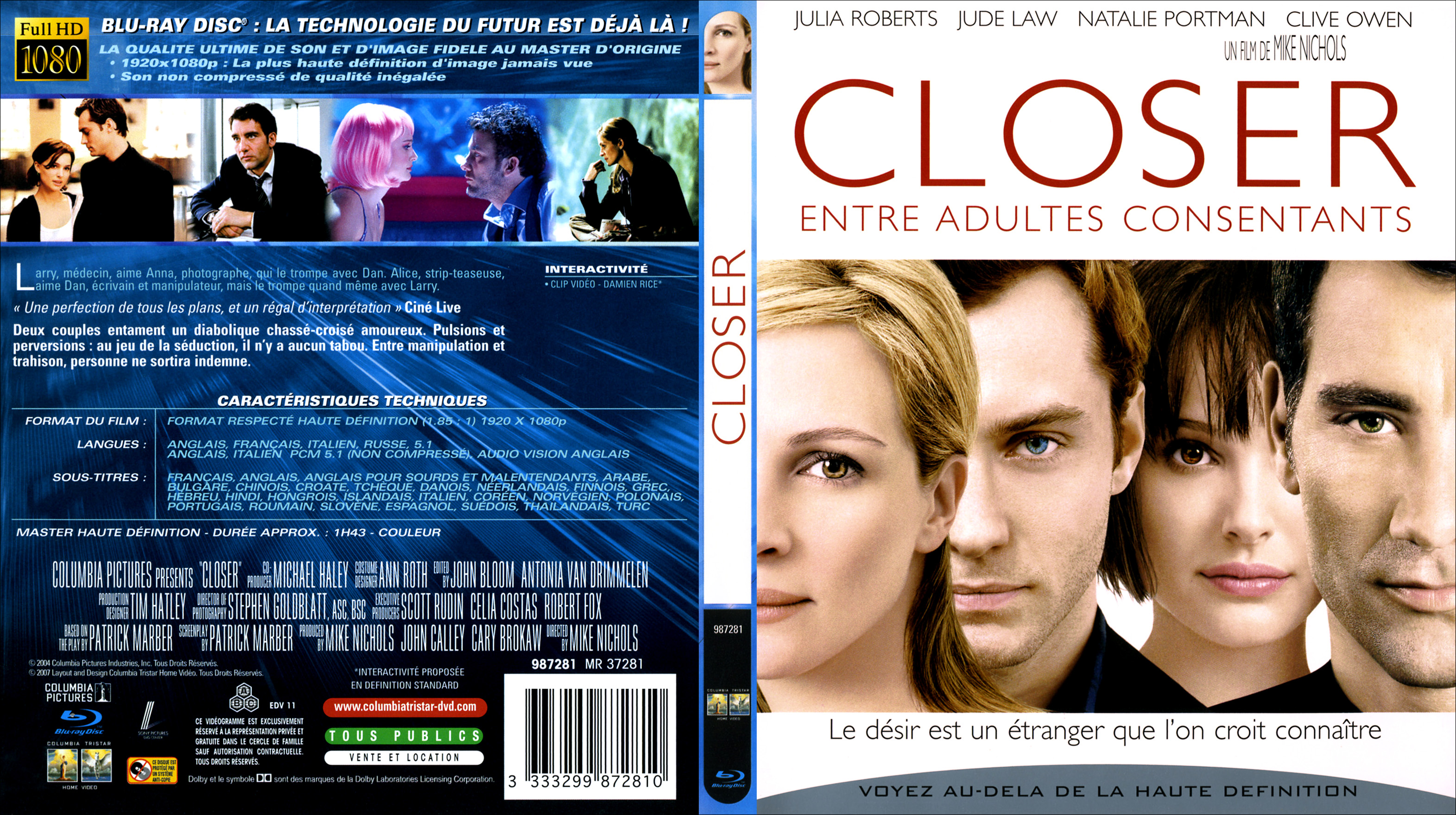 Jaquette DVD Closer Entre adultes consentants (BLU-RAY)