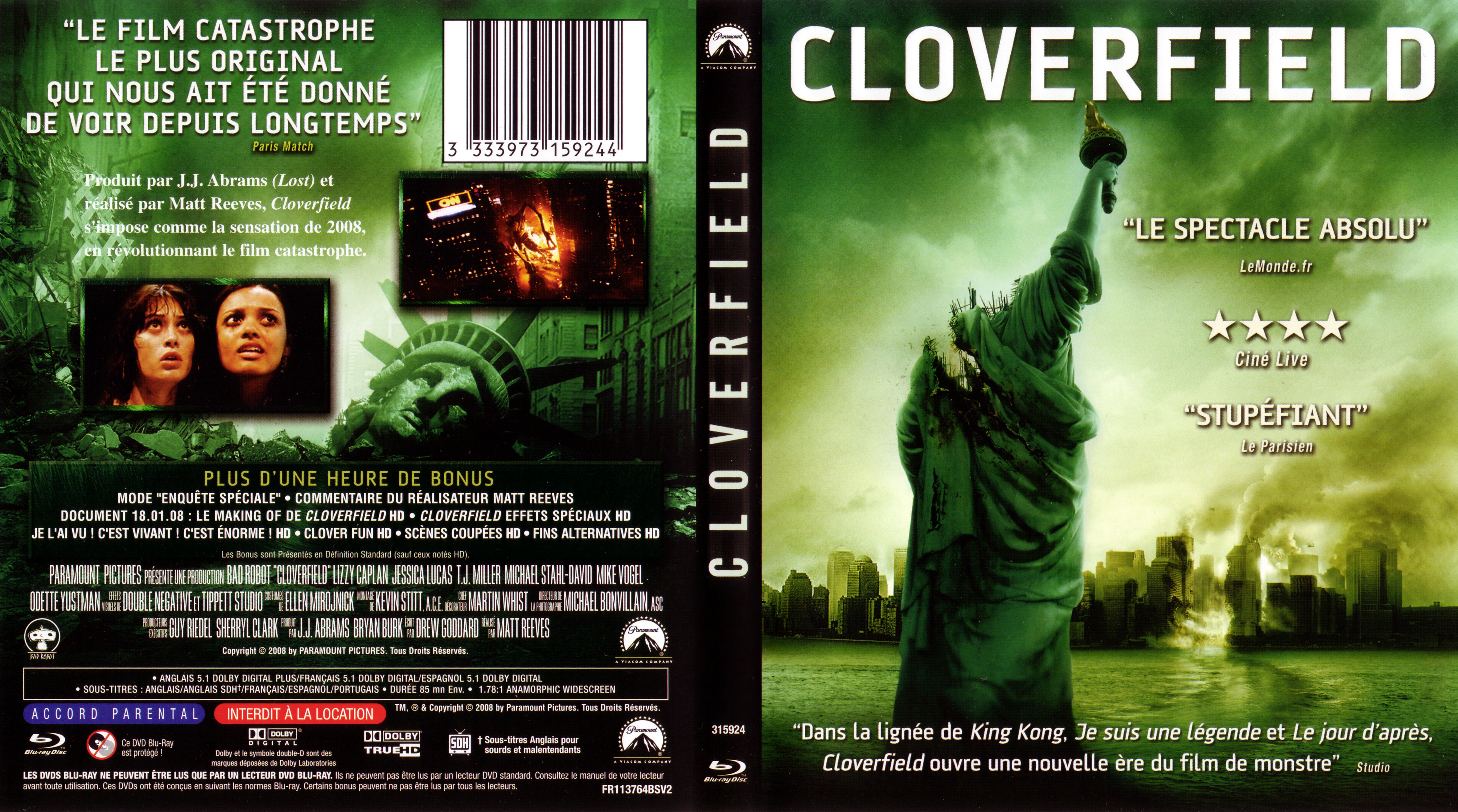 Jaquette DVD Cloverfield (BLU-RAY)
