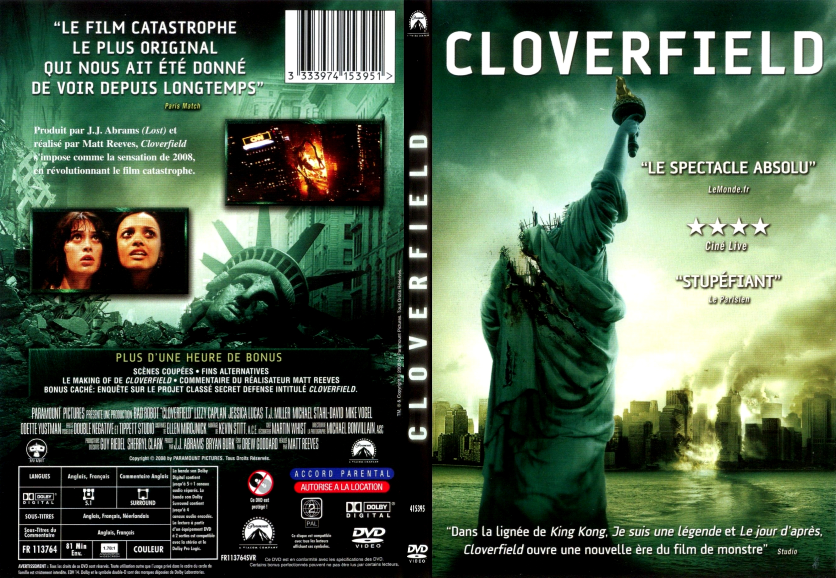 Jaquette DVD Cloverfield - SLIM