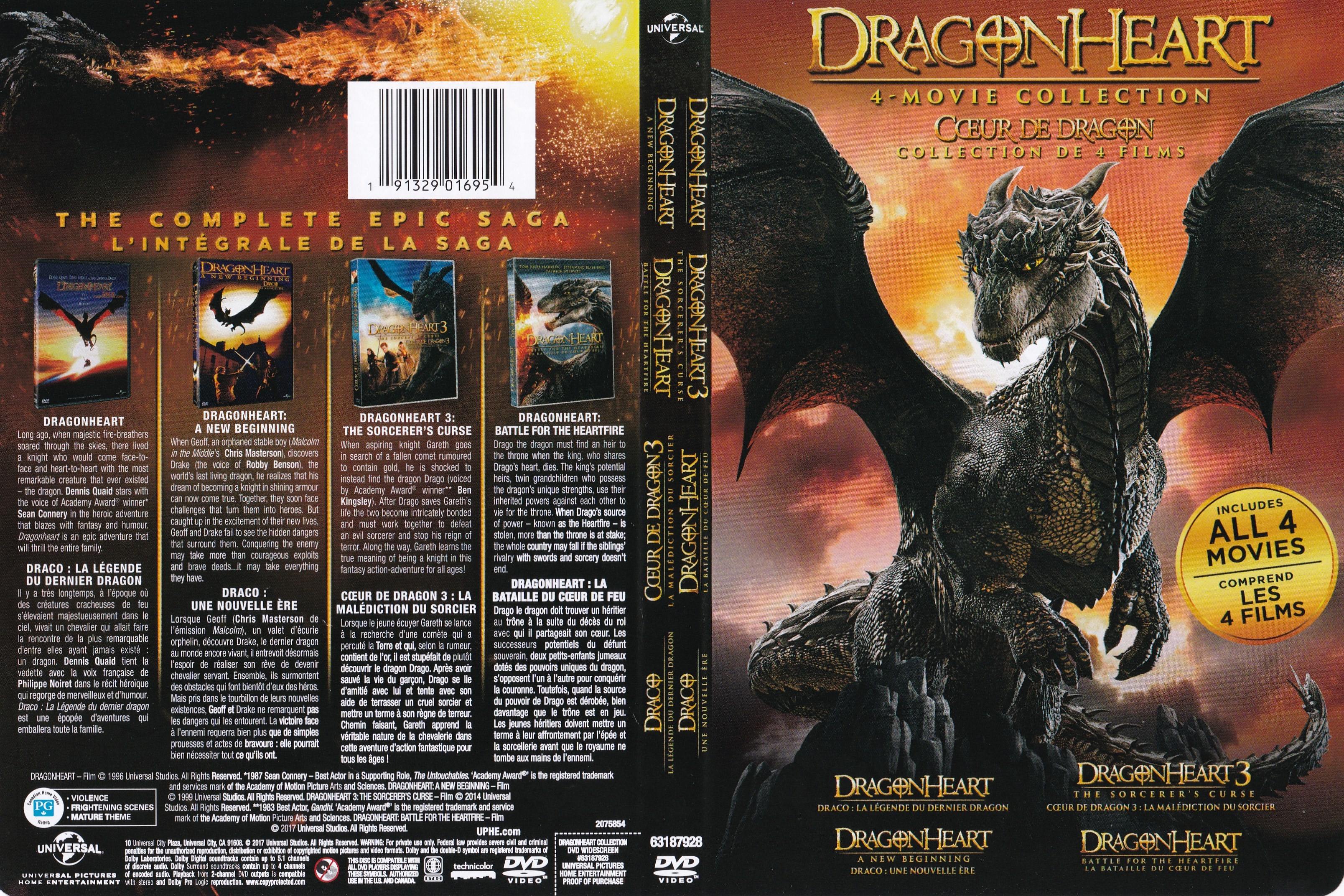 Jaquette DVD Coeur de dragon - Dragon heart COFFRET (Canadienne)