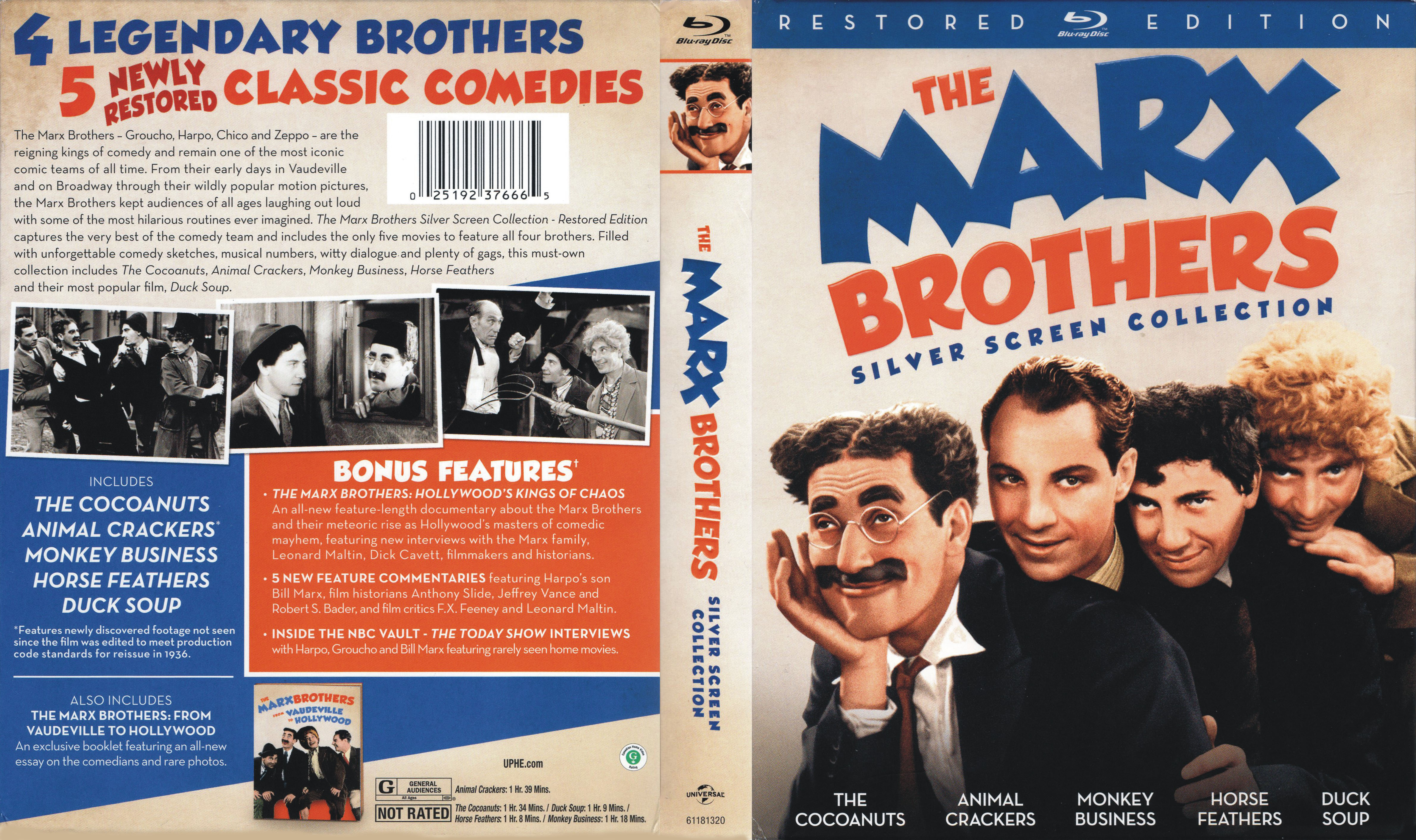 Jaquette DVD Coffret The Marx Brothers Zone 1 (BLU-RAY)