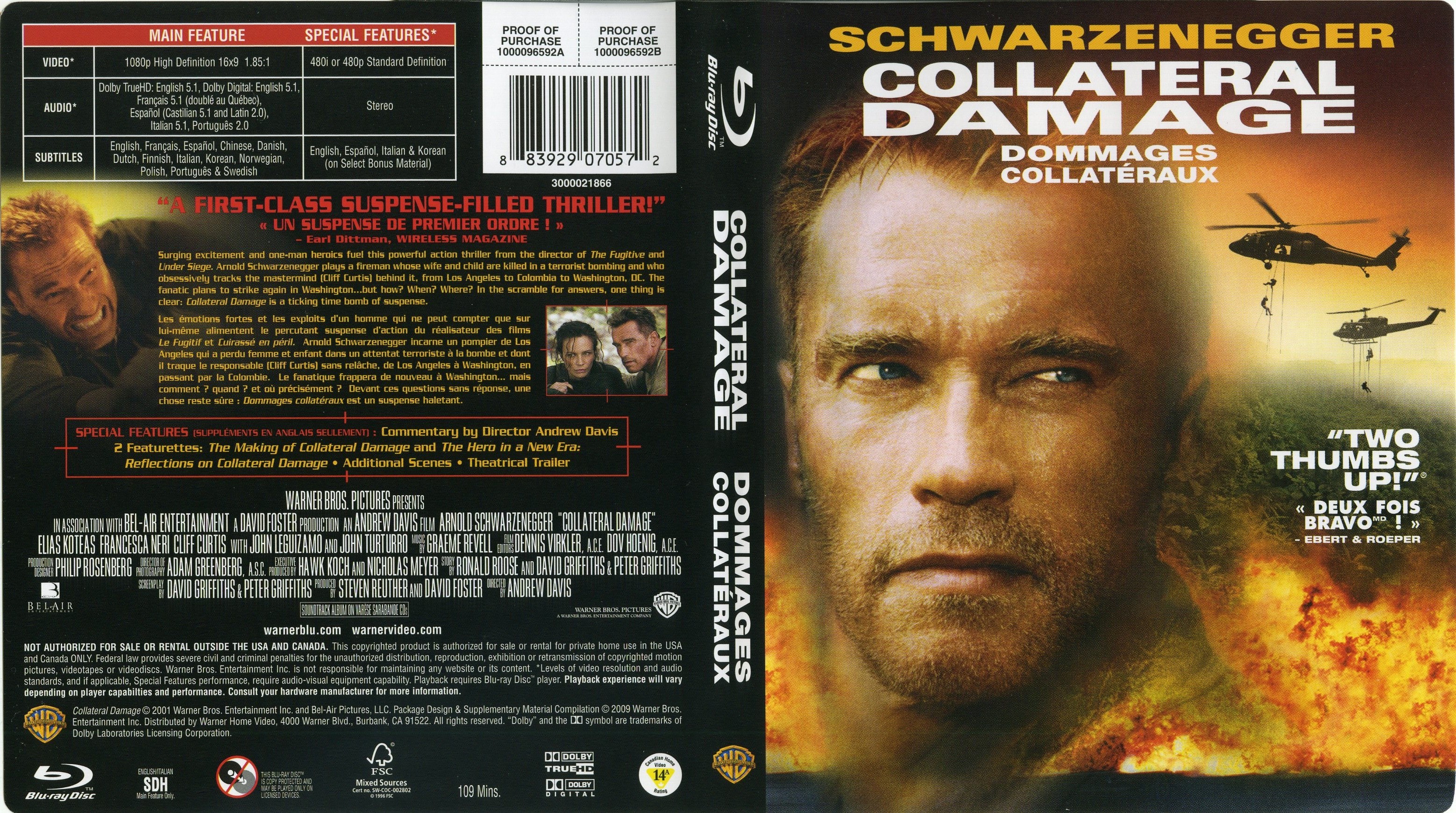 Jaquette DVD Collateral Damage - Dommages collateraux (Canadienne) (BLU-RAY)
