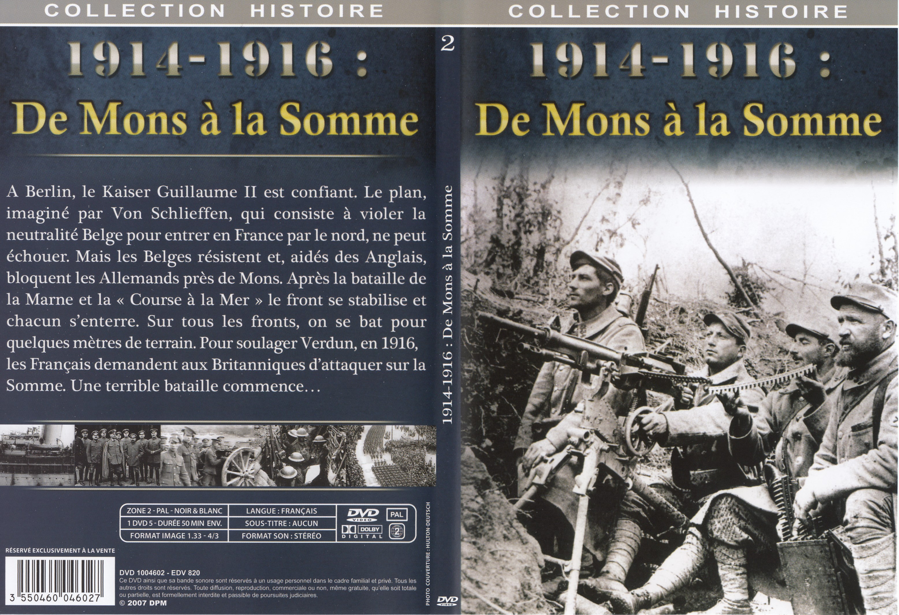 Jaquette DVD Collection Histoire DVD 2 = 1914 - 1916 De Mons  la somme