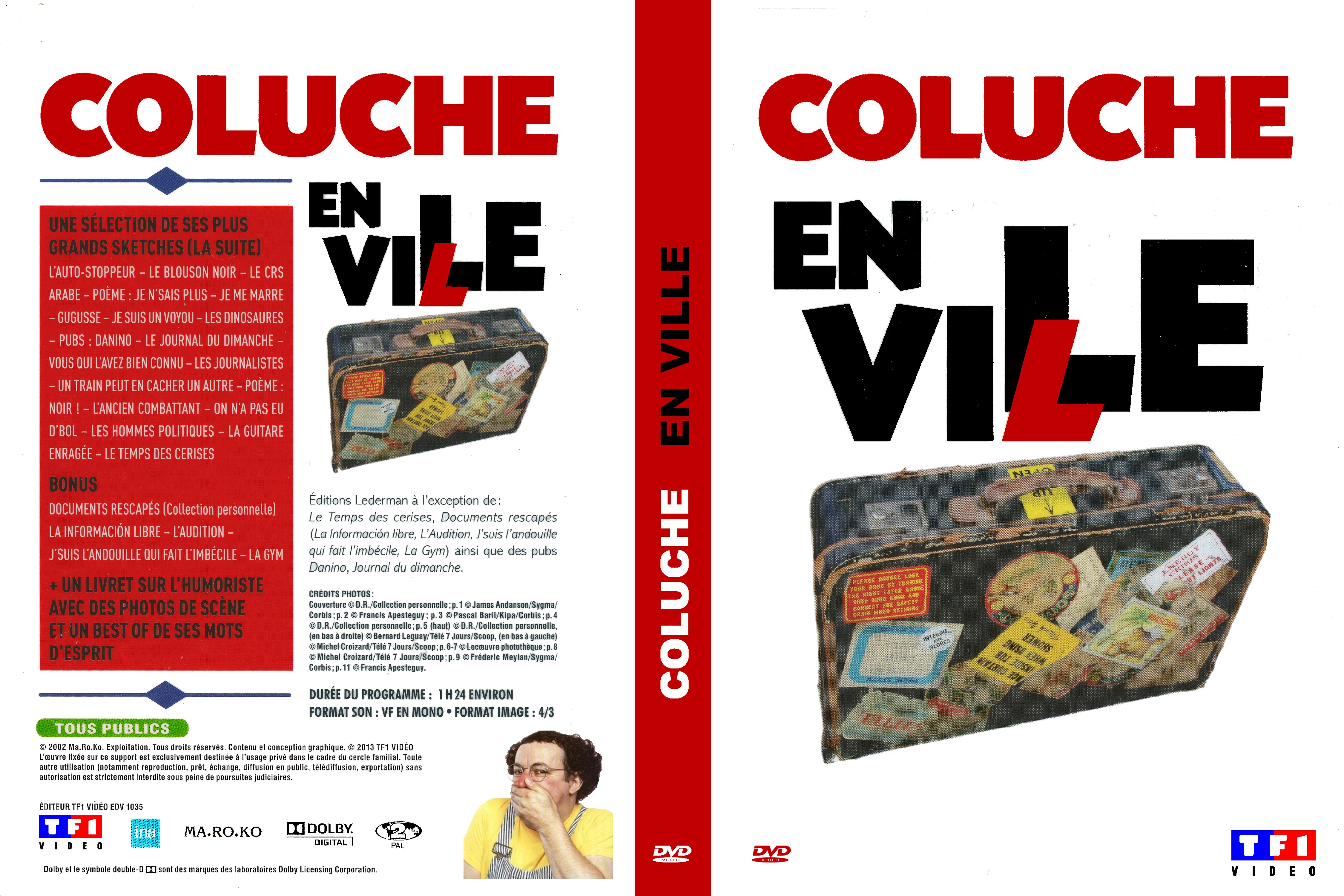 Jaquette DVD Coluche en Ville custom