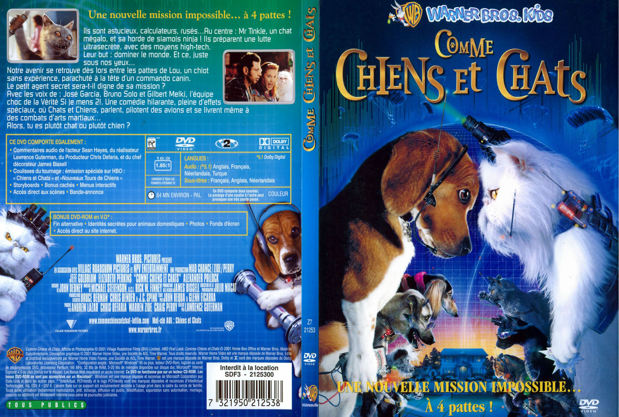 Jaquette DVD Comme chiens et chats - SLIM