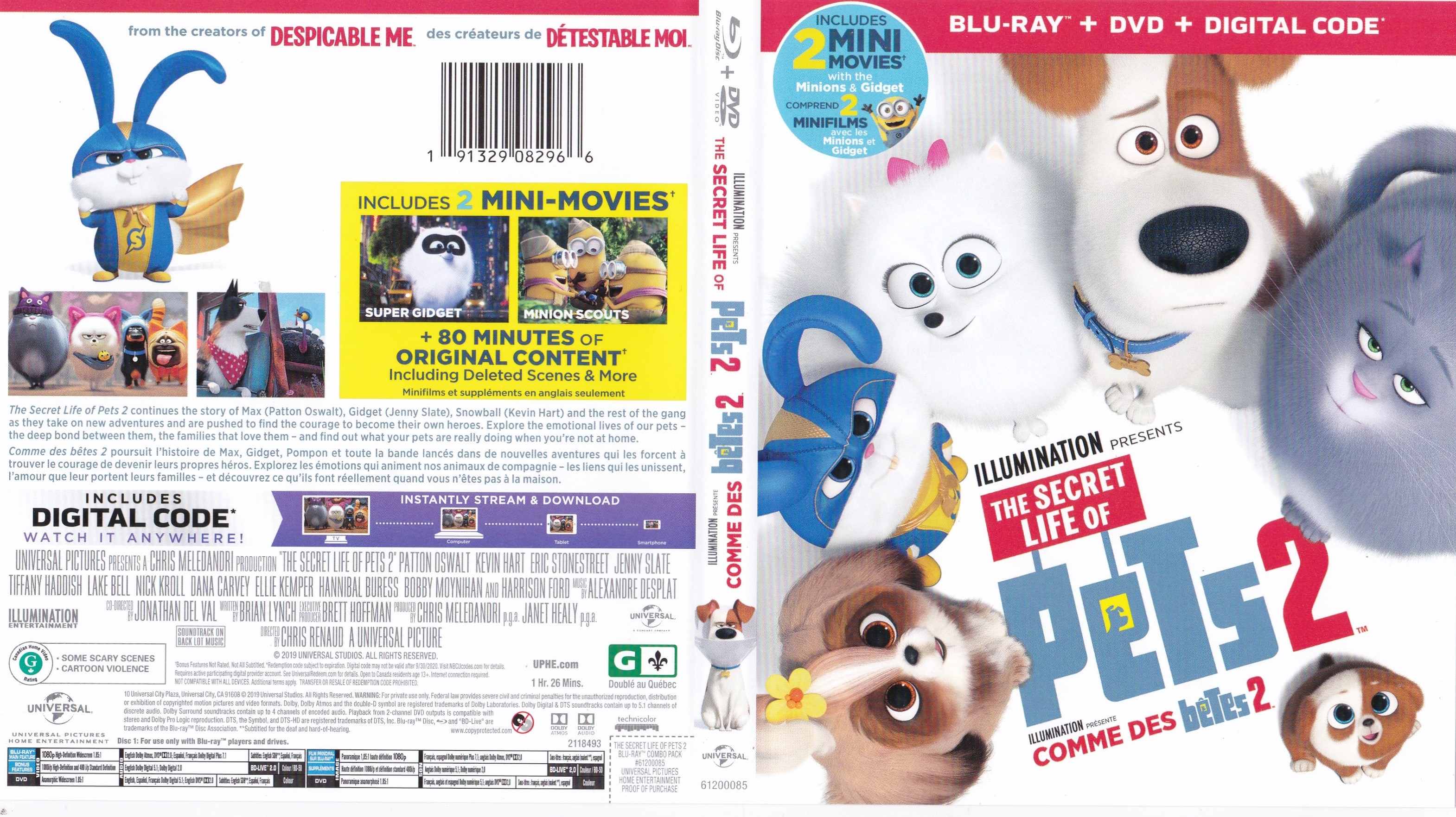 Jaquette DVD Comme des betes 2 - The secret life of pets 2 (canadienne) (BLU-RAY)