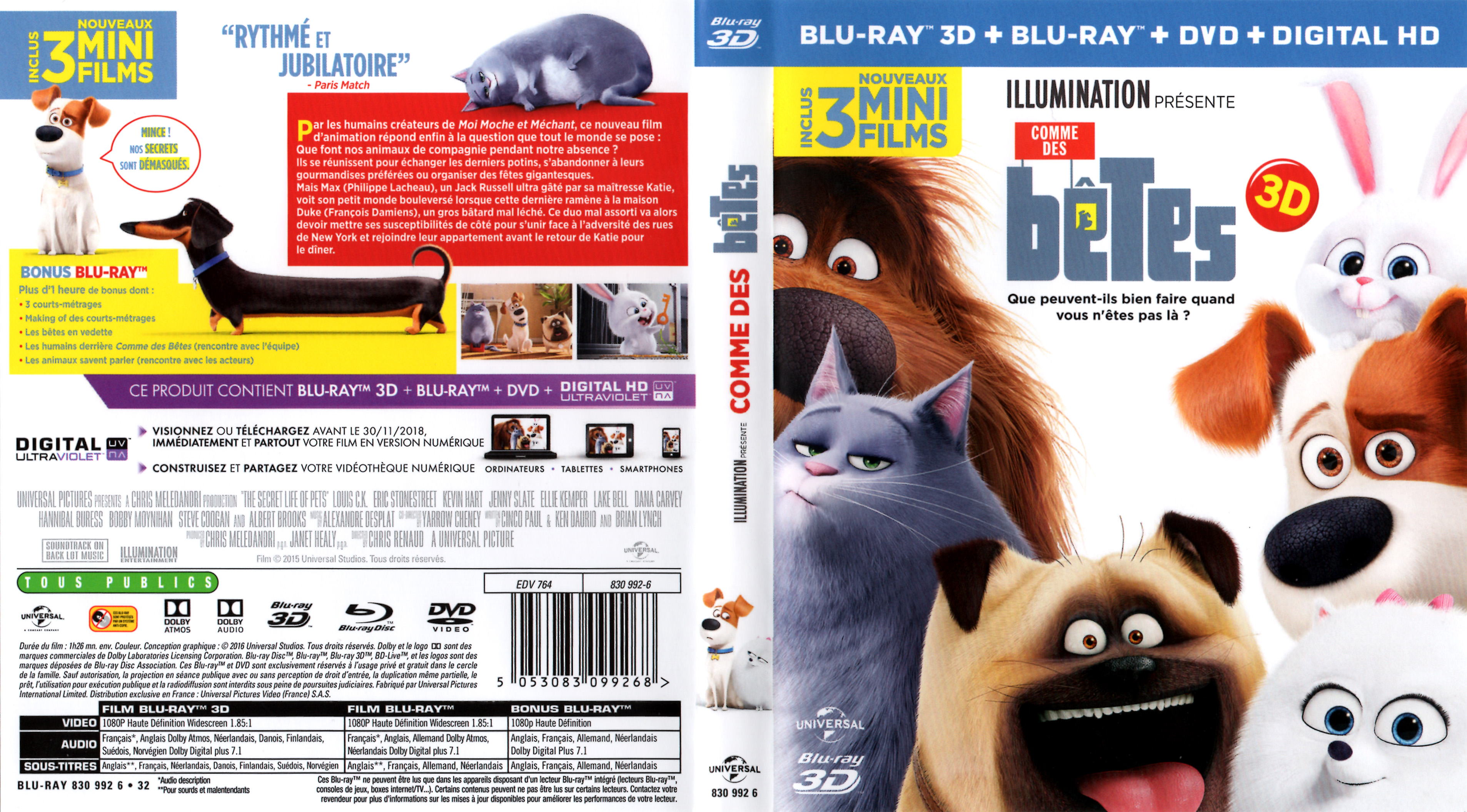 Jaquette DVD Comme des betes 3D (BLU-RAY)