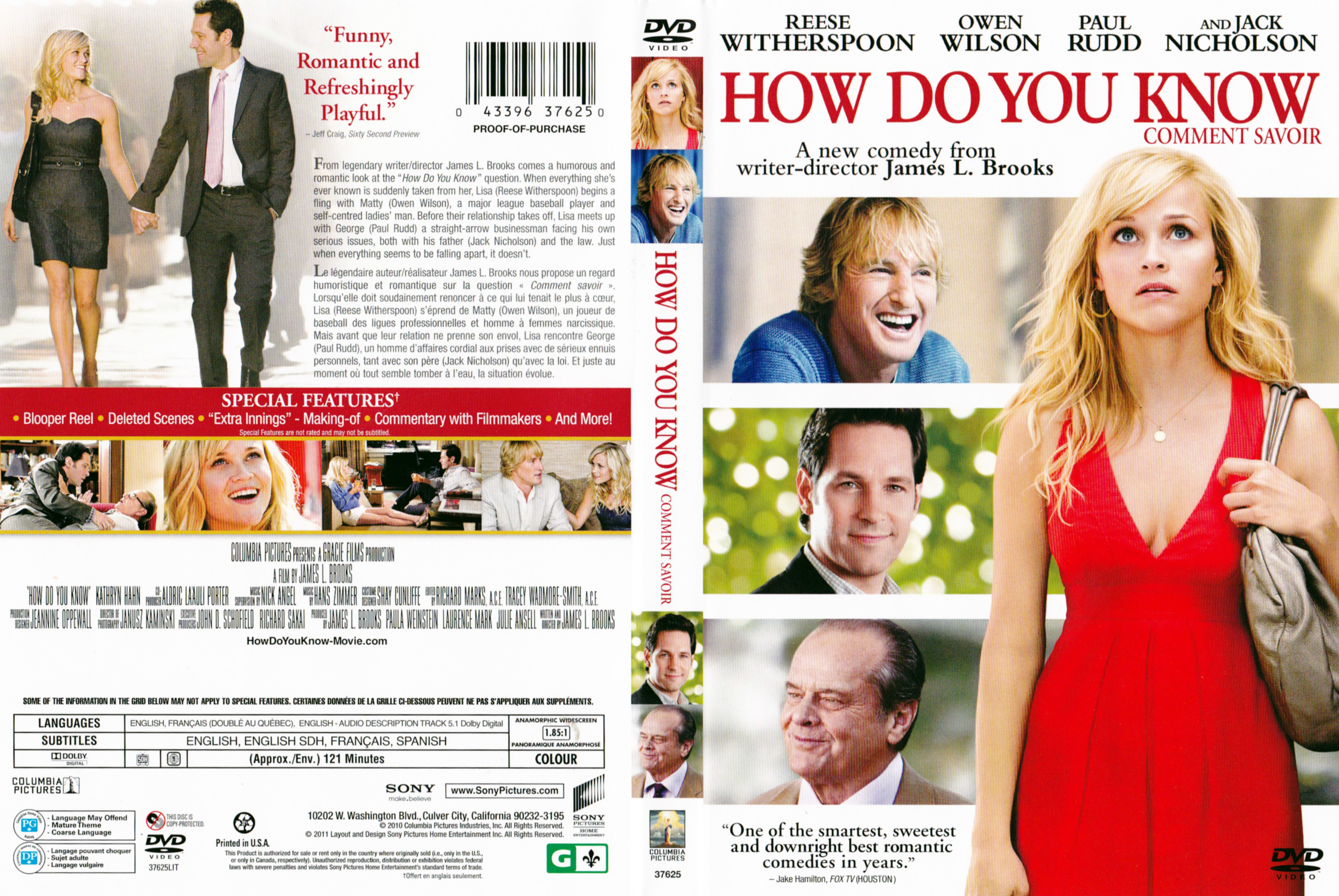Jaquette DVD Comment savoir - How do you know (Canadienne)