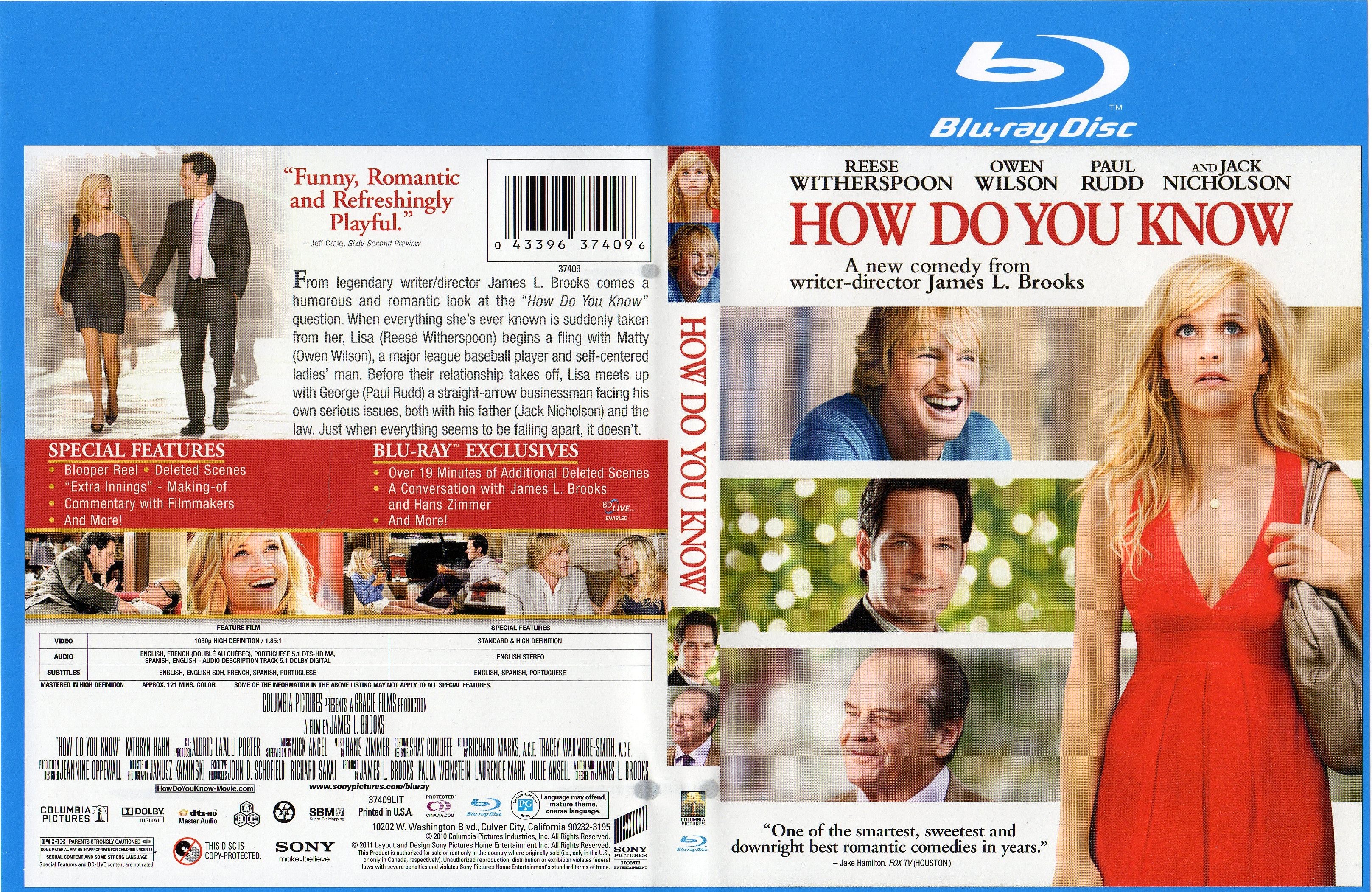 Jaquette DVD Comment savoir - How do you know (Canadienne) (BLU-RAY)