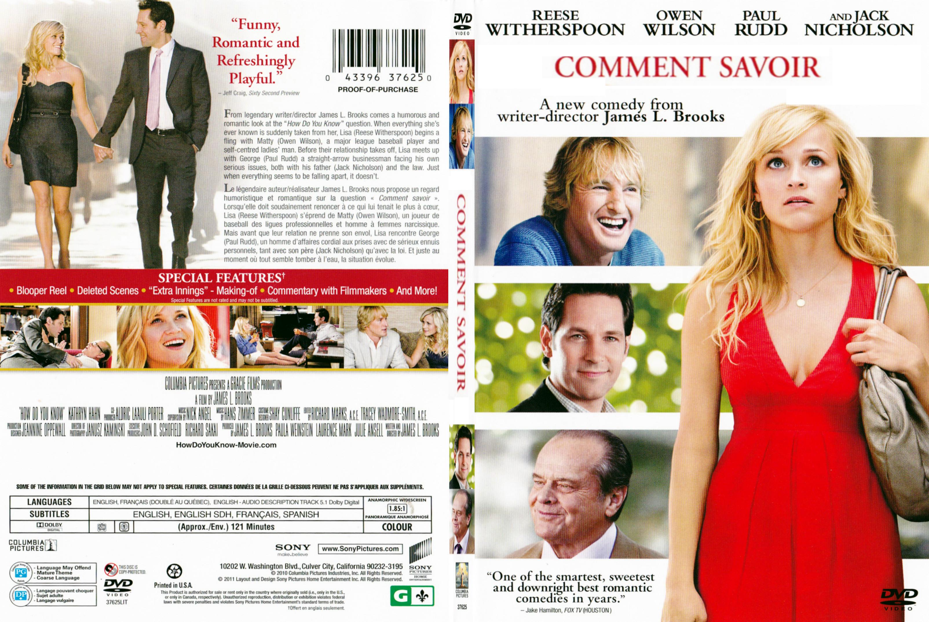 Jaquette DVD Comment savoir - How do you know (Canadienne) - SLIM