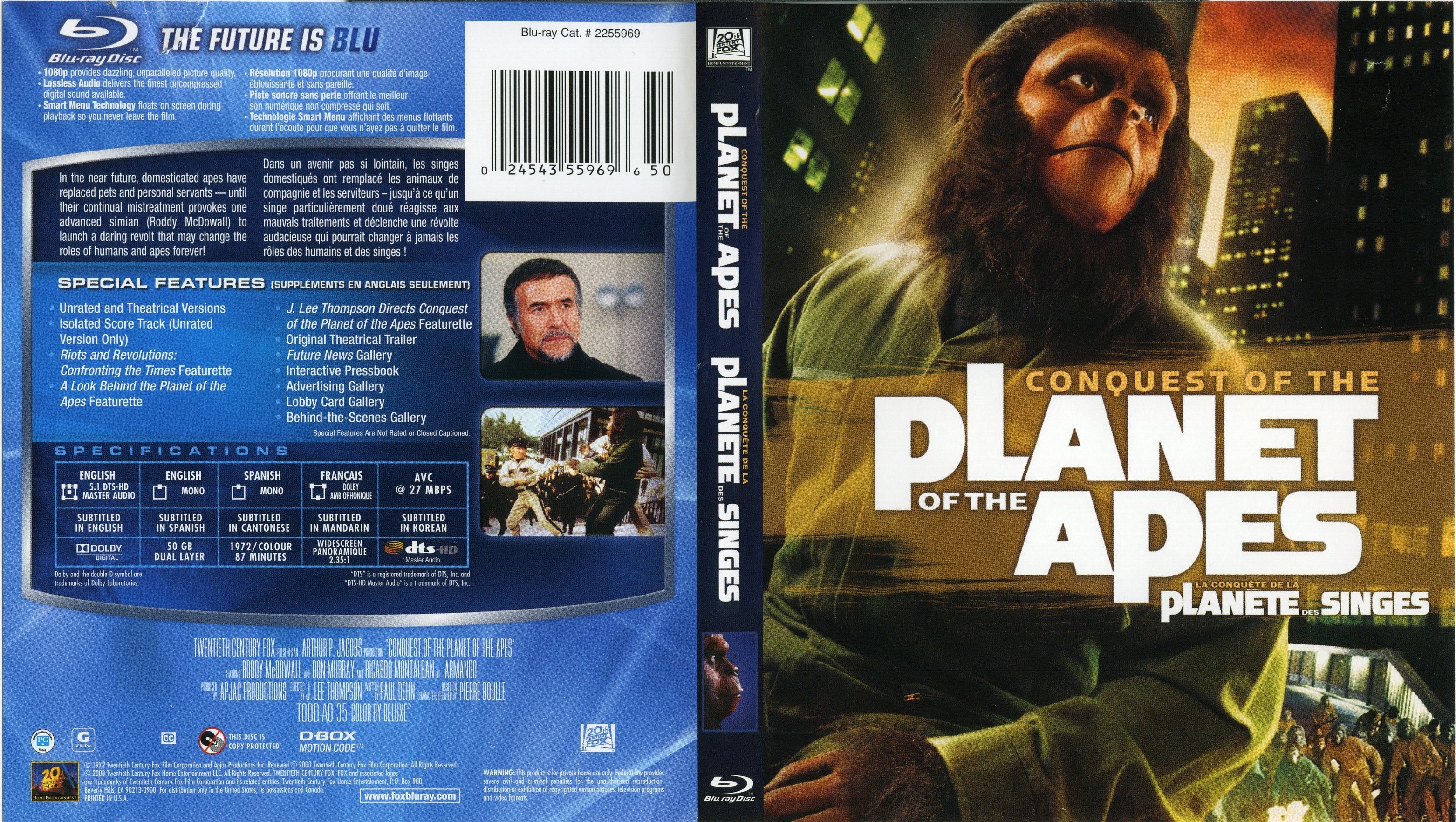 Jaquette DVD Conquest of the planet of the apes - La conqute de la plante des singes (Canadienne) (BLU-RAY)
