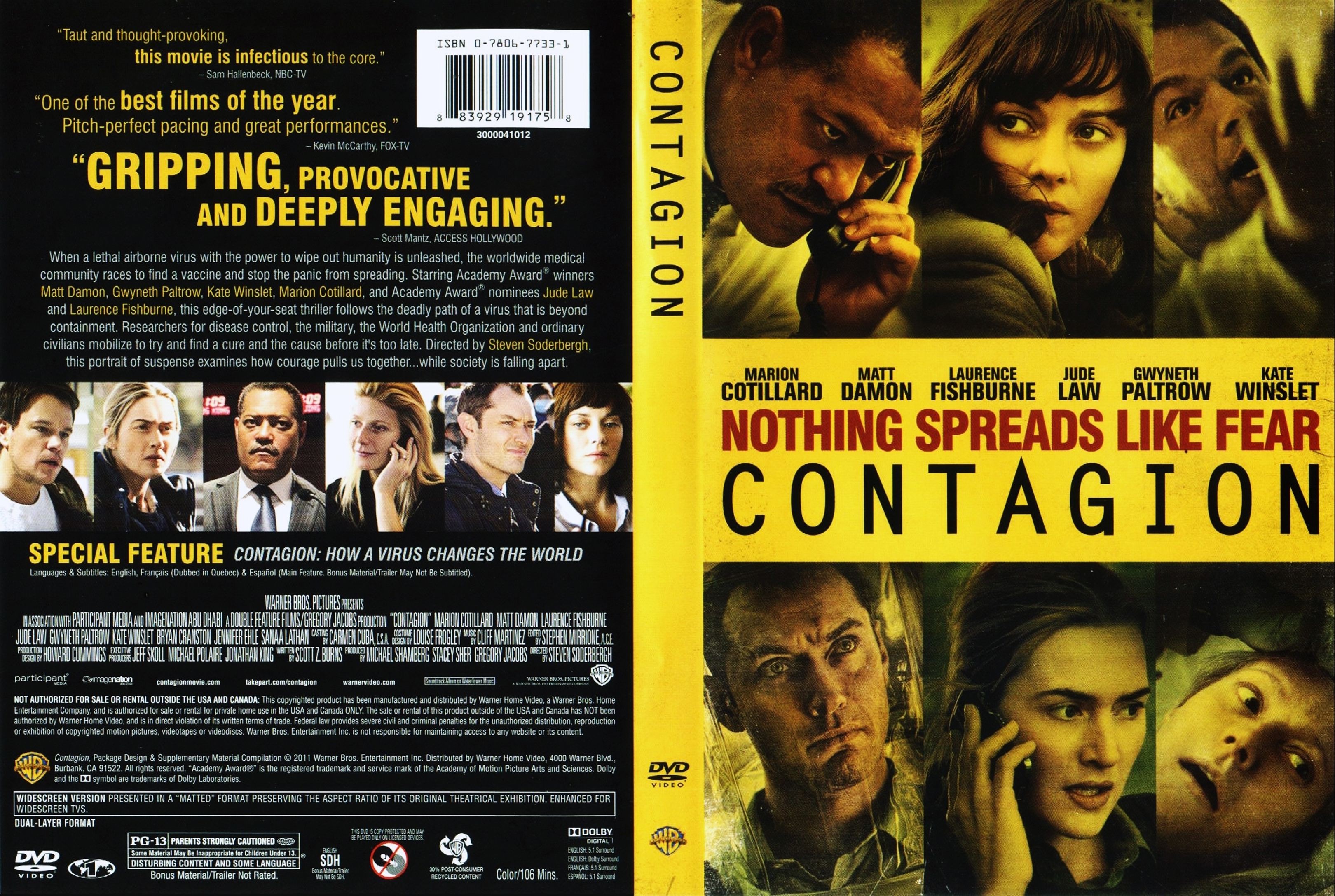 Jaquette DVD Contagion (Canadienne)