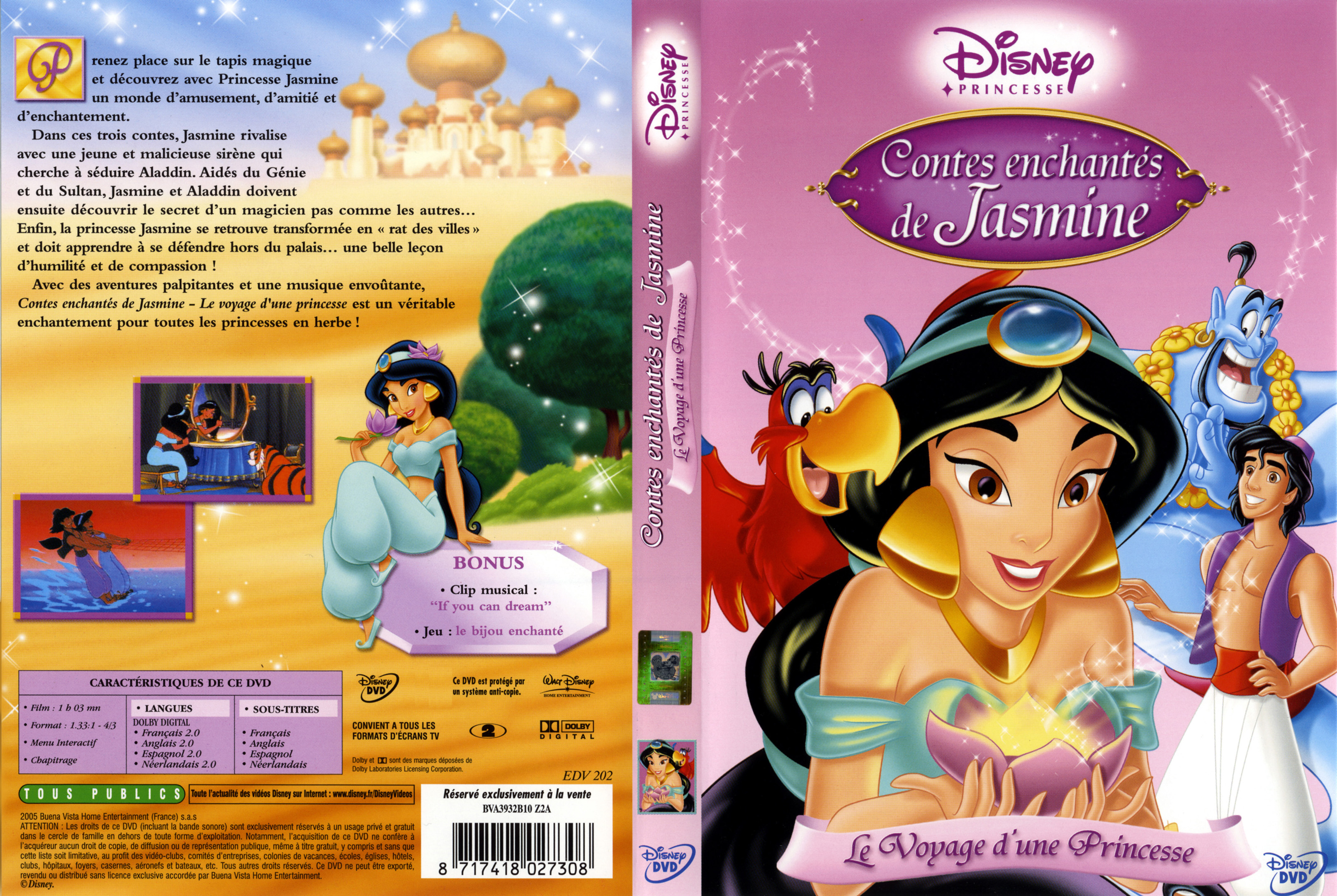 Jaquette DVD Contes enchants de Jasmine - Le voyage d