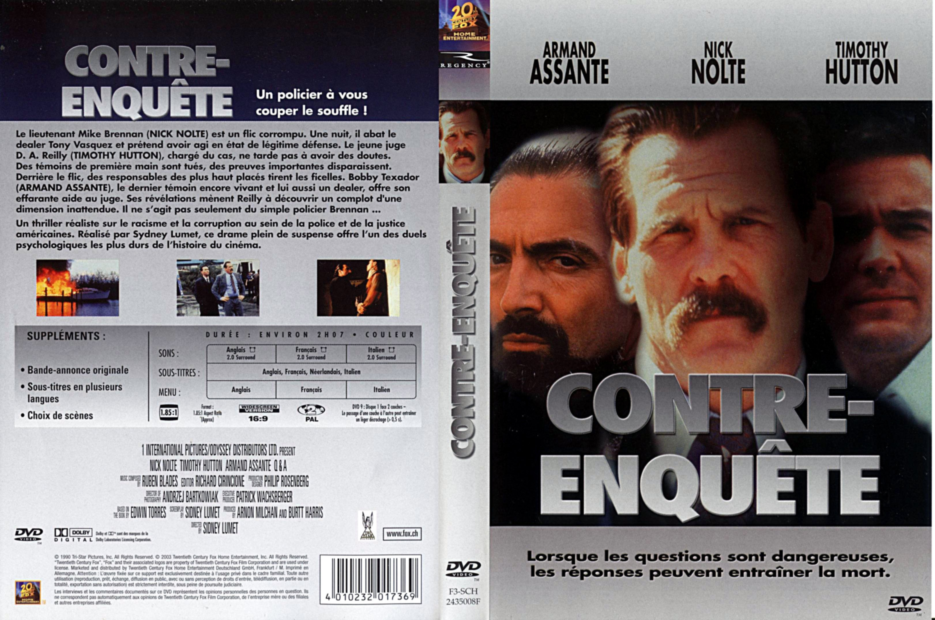 Jaquette DVD Contre enqute (Sidney Lumet)