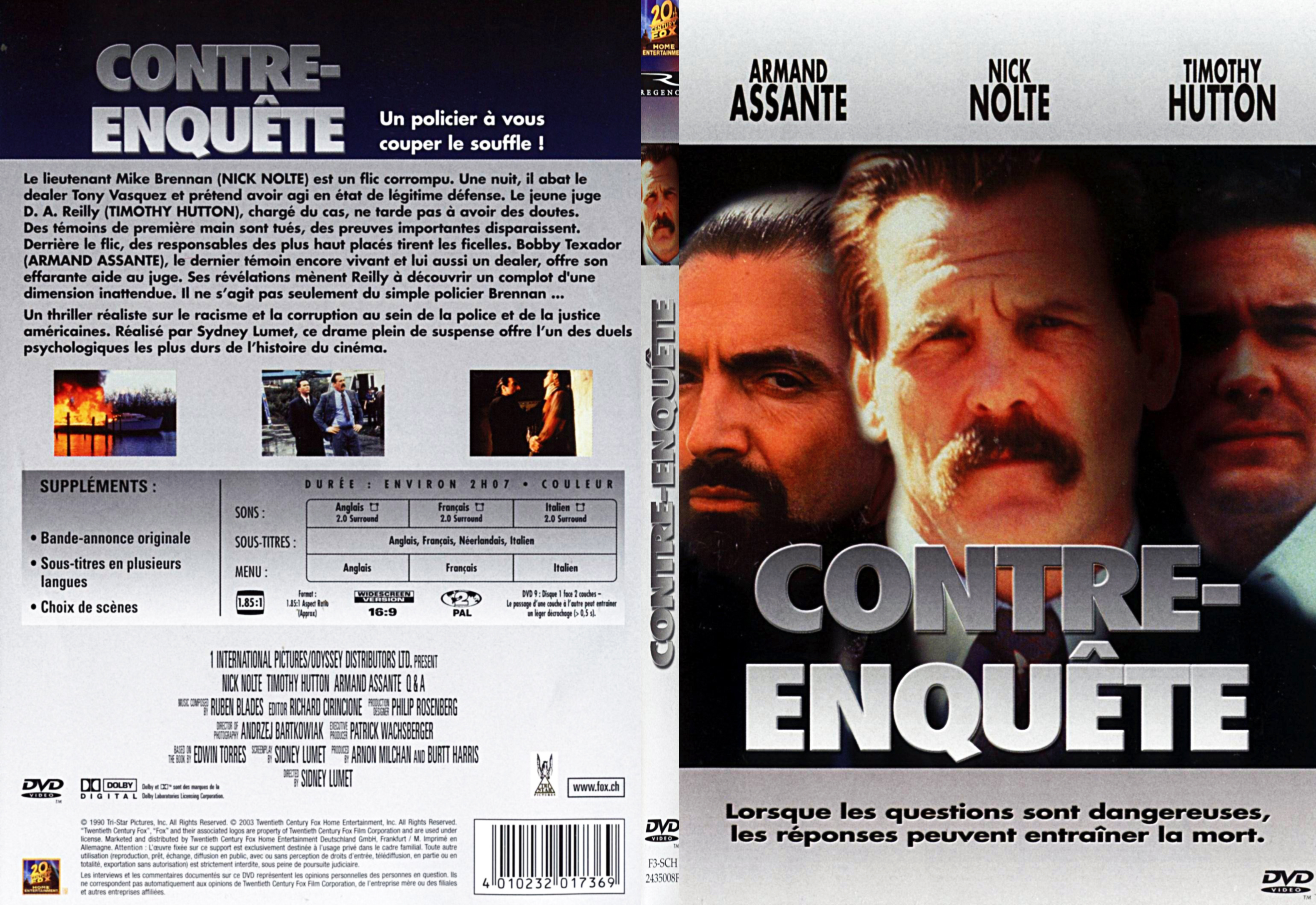 Jaquette DVD Contre enqute (Sidney Lumet) - SLIM