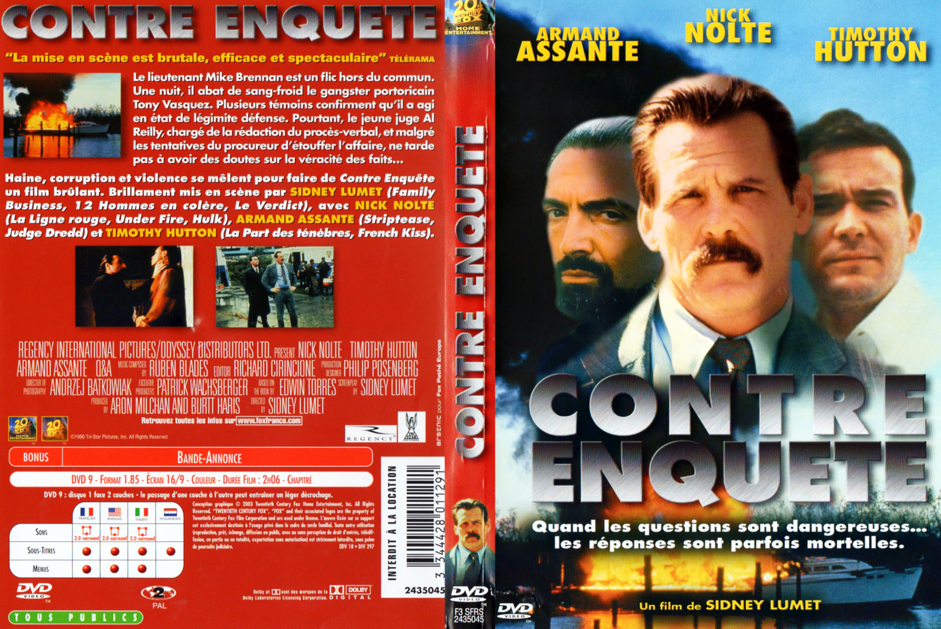 Jaquette DVD Contre enqute (Sidney Lumet) v2