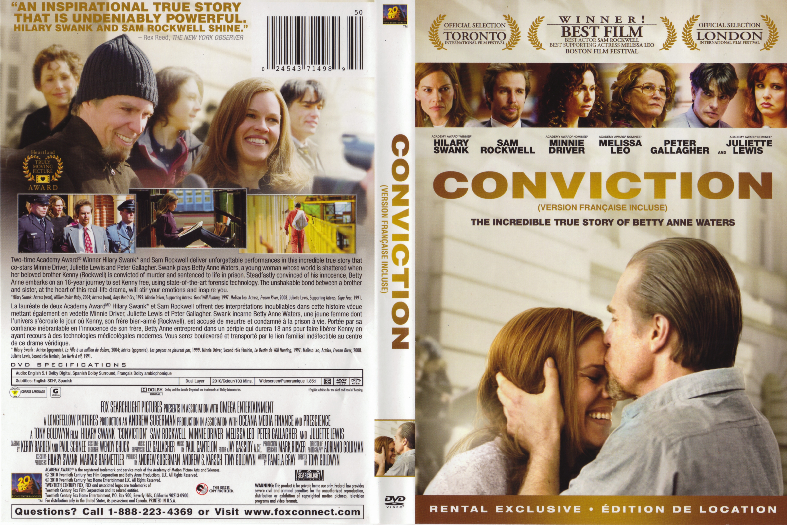 Jaquette DVD Conviction (Canadienne)