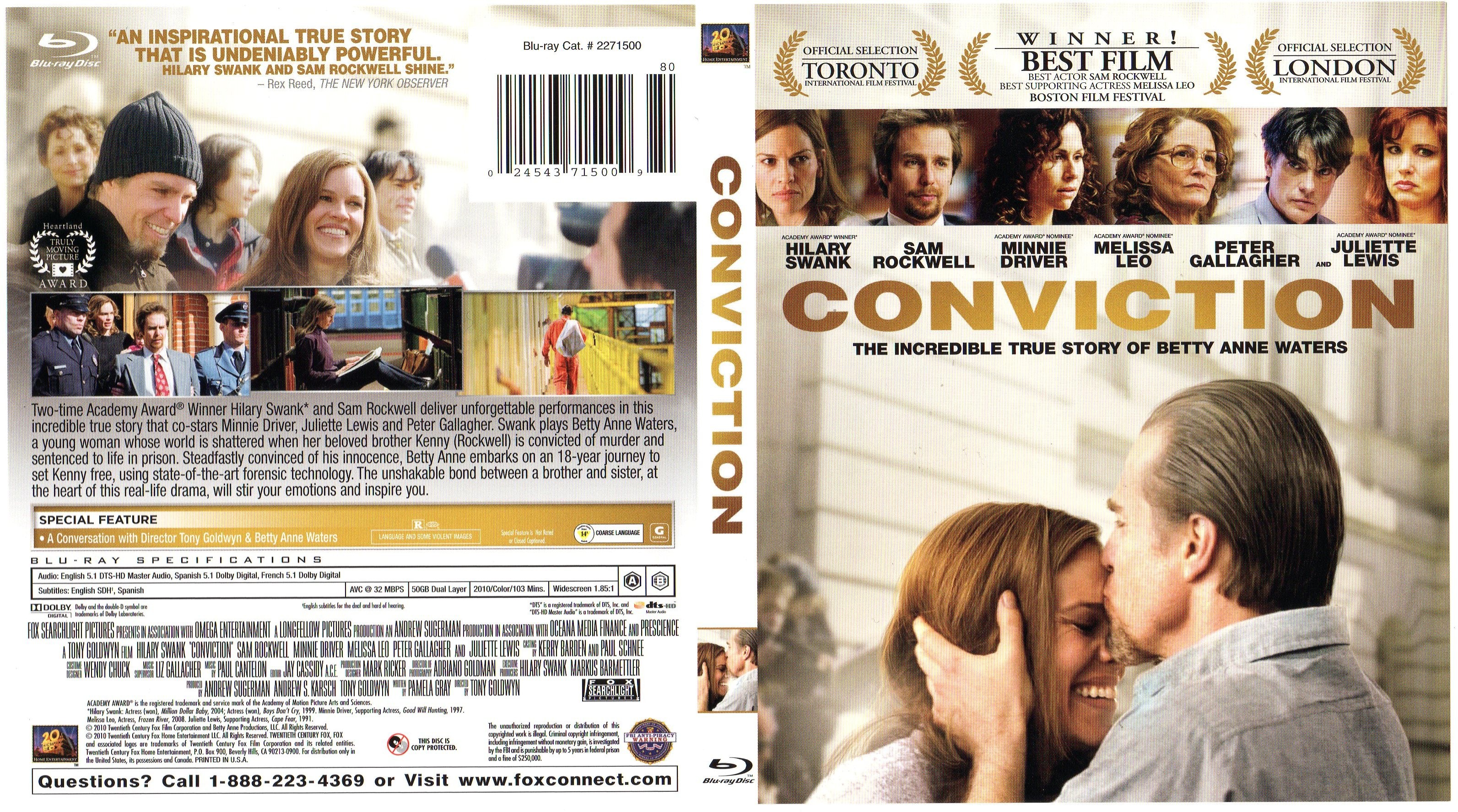 Jaquette DVD Conviction (Canadienne) (BLU-RAY)