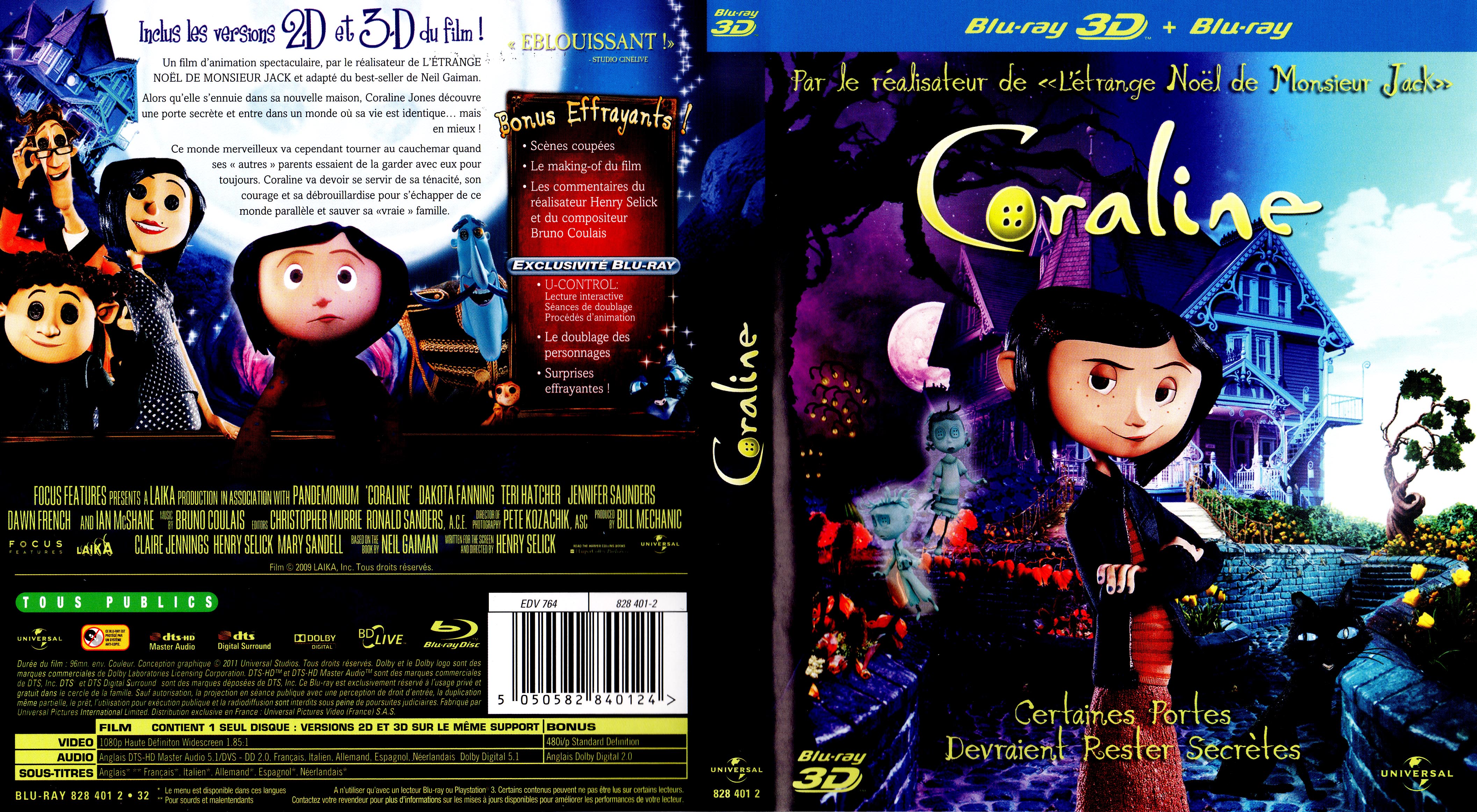 Jaquette DVD Coraline 3D (BLU-RAY)