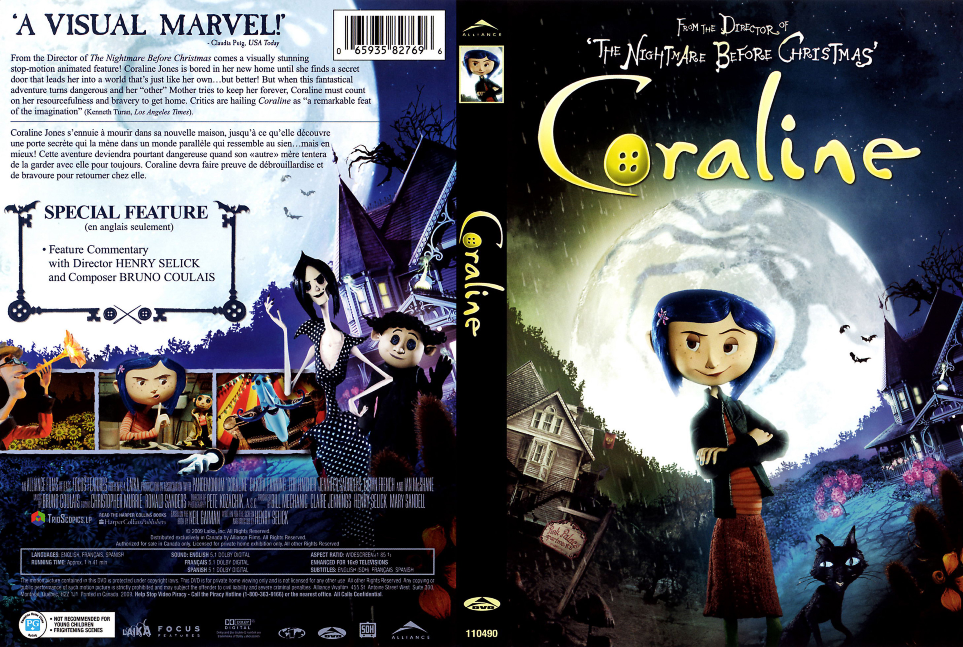 Jaquette DVD Coraline (Canadienne)