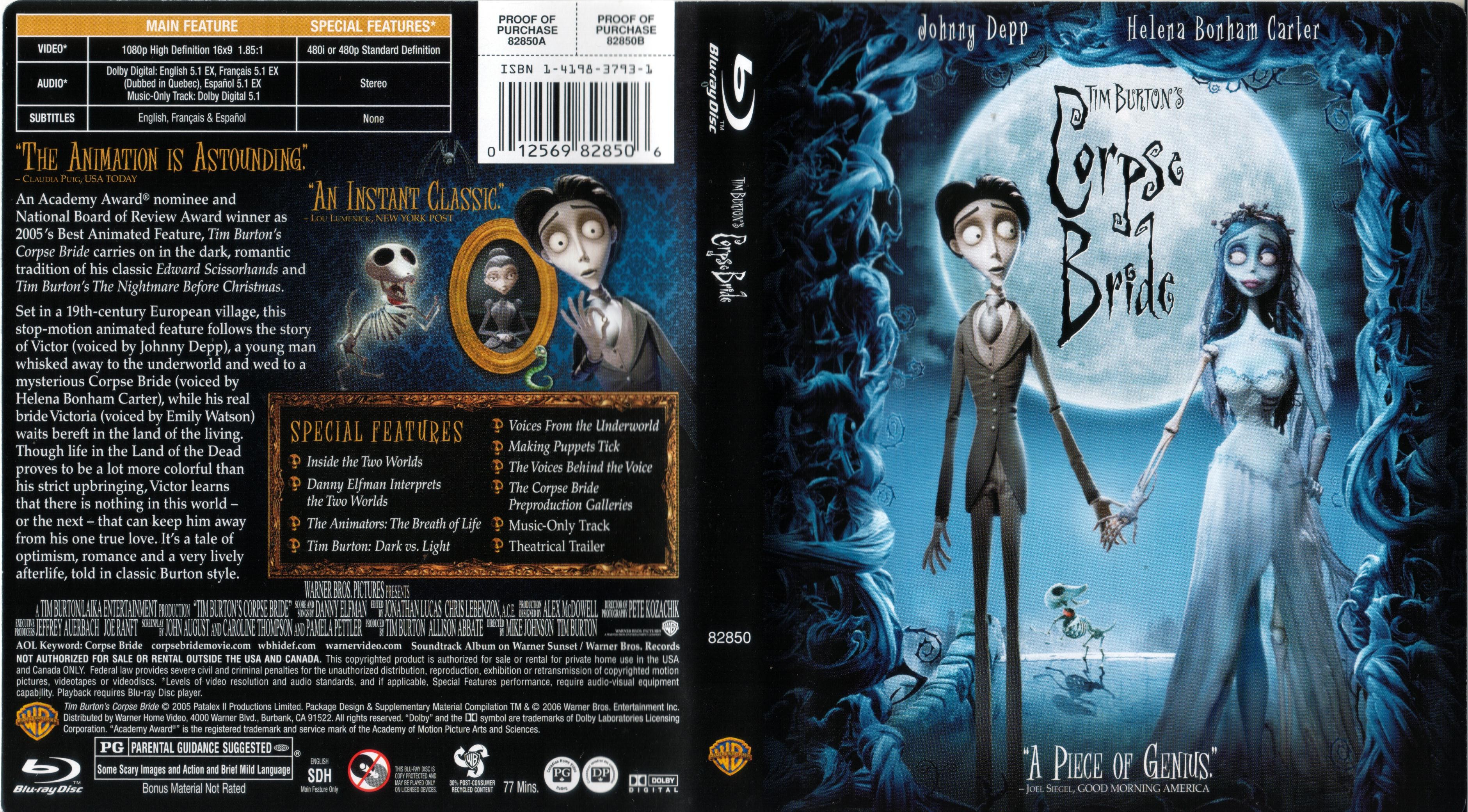 Jaquette DVD Corpse Bride - Les noces funebres (Canadienne) (BLU-RAY)