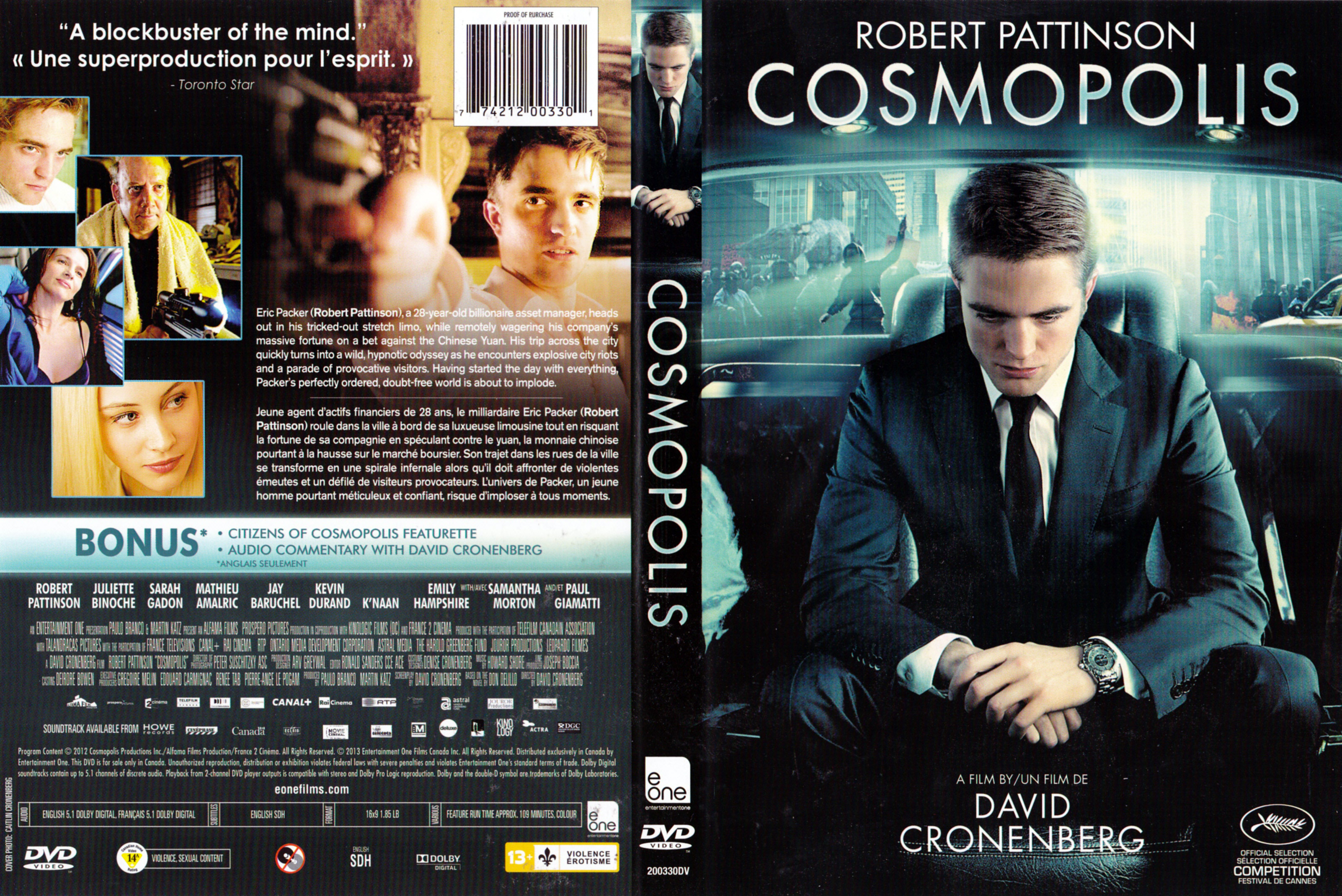 Jaquette DVD Cosmopolis (Canadienne)