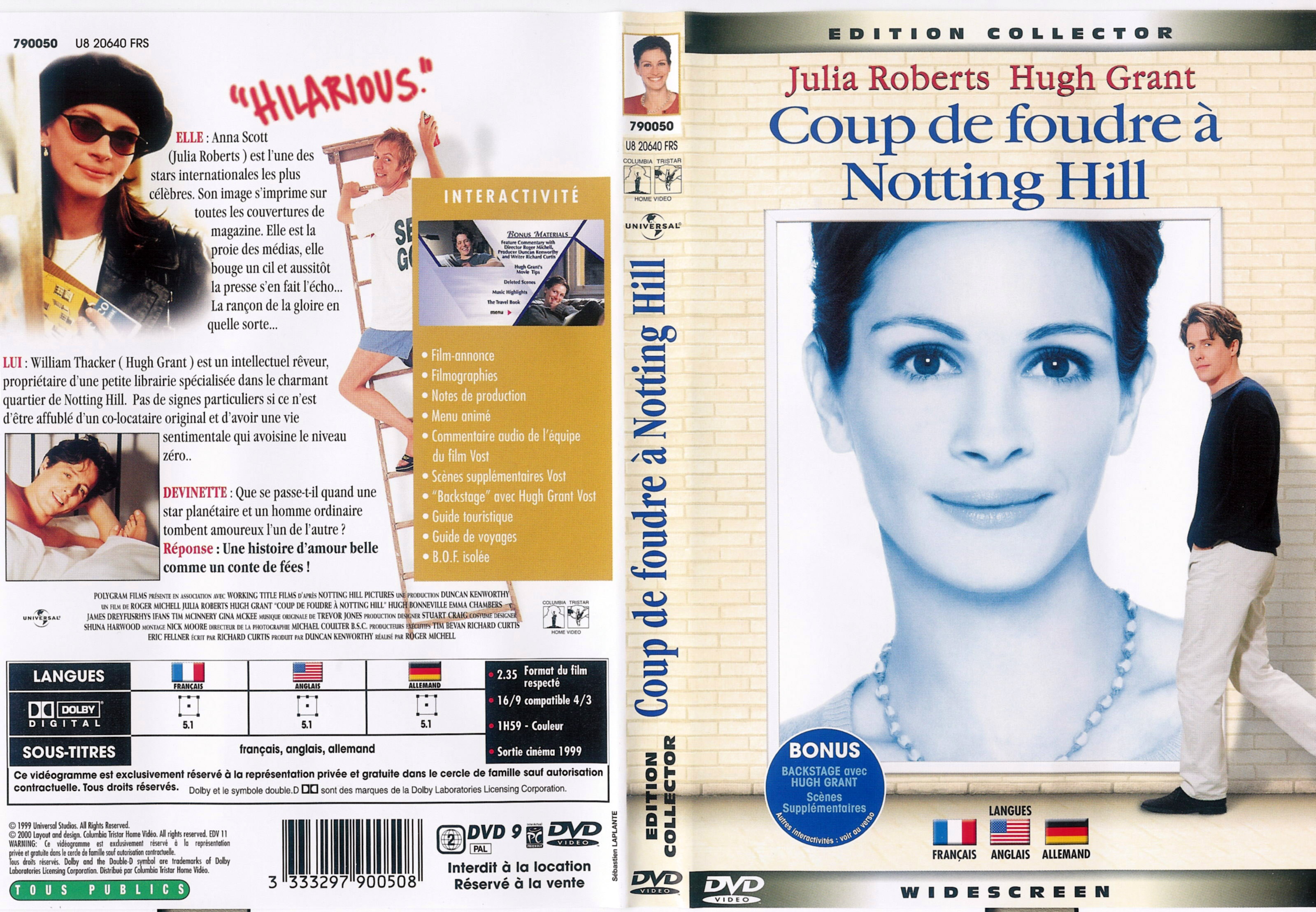 Jaquette DVD Coup de foudre  Notting Hill v2