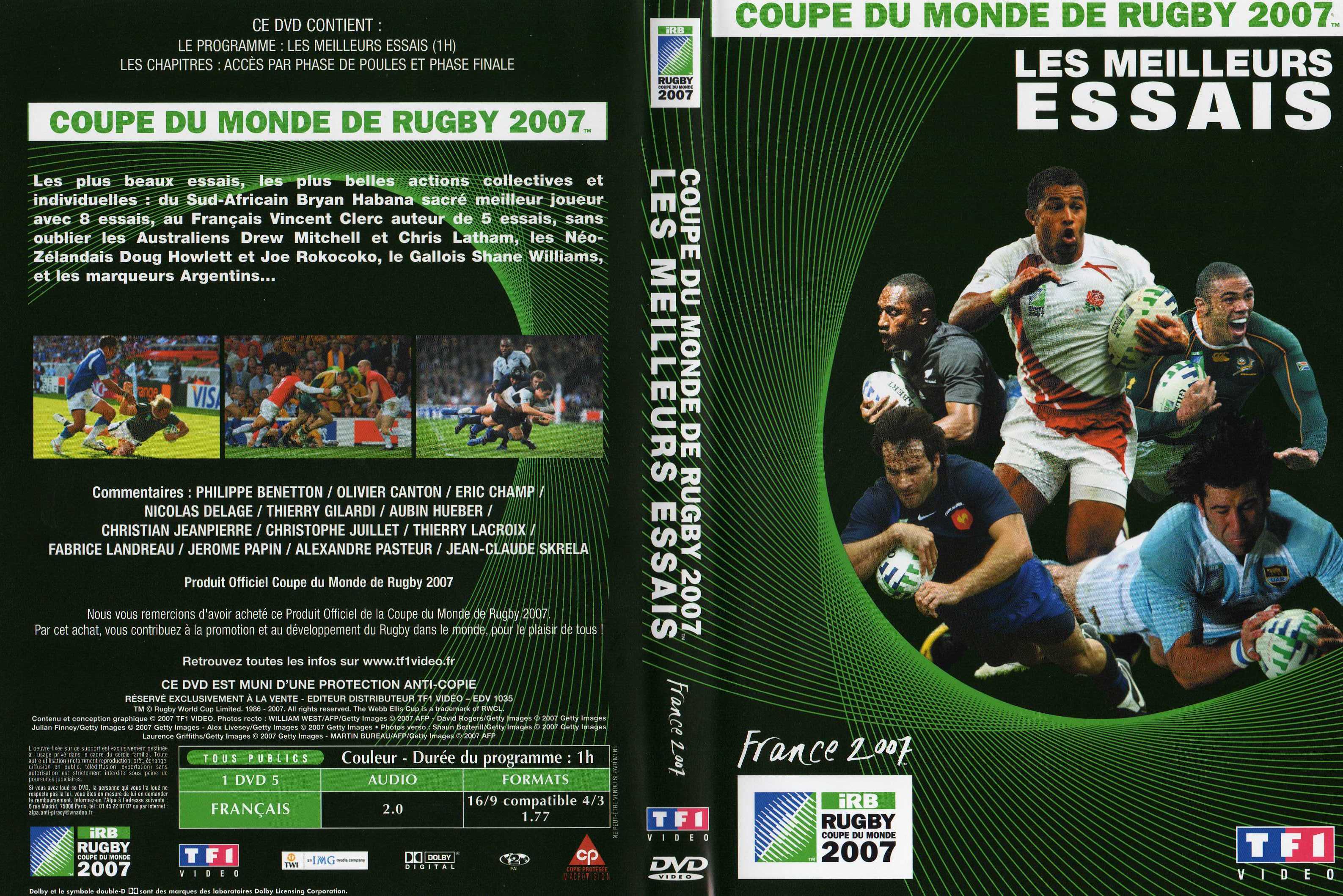 Jaquette DVD Coupe du Monde de Rugby 2007 (Les Meilleurs Essais)