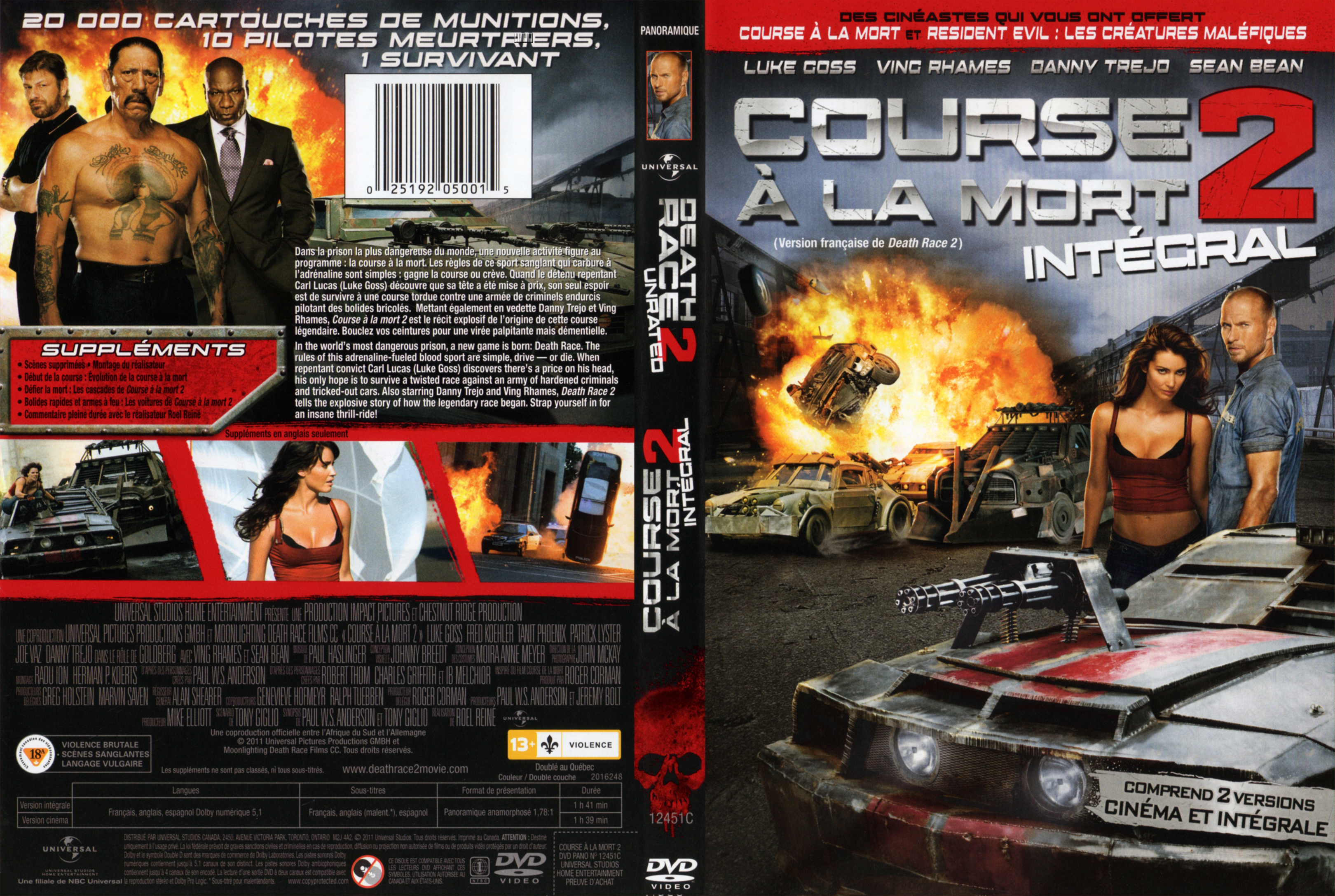 Jaquette DVD Course a la mort 2 - Death race 2 (Canadienne)